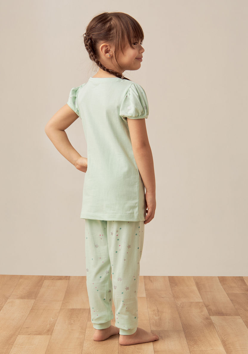 Juniors Graphic Foil Print T-shirt and Elasticated Pyjama Set-Pyjama Sets-image-4