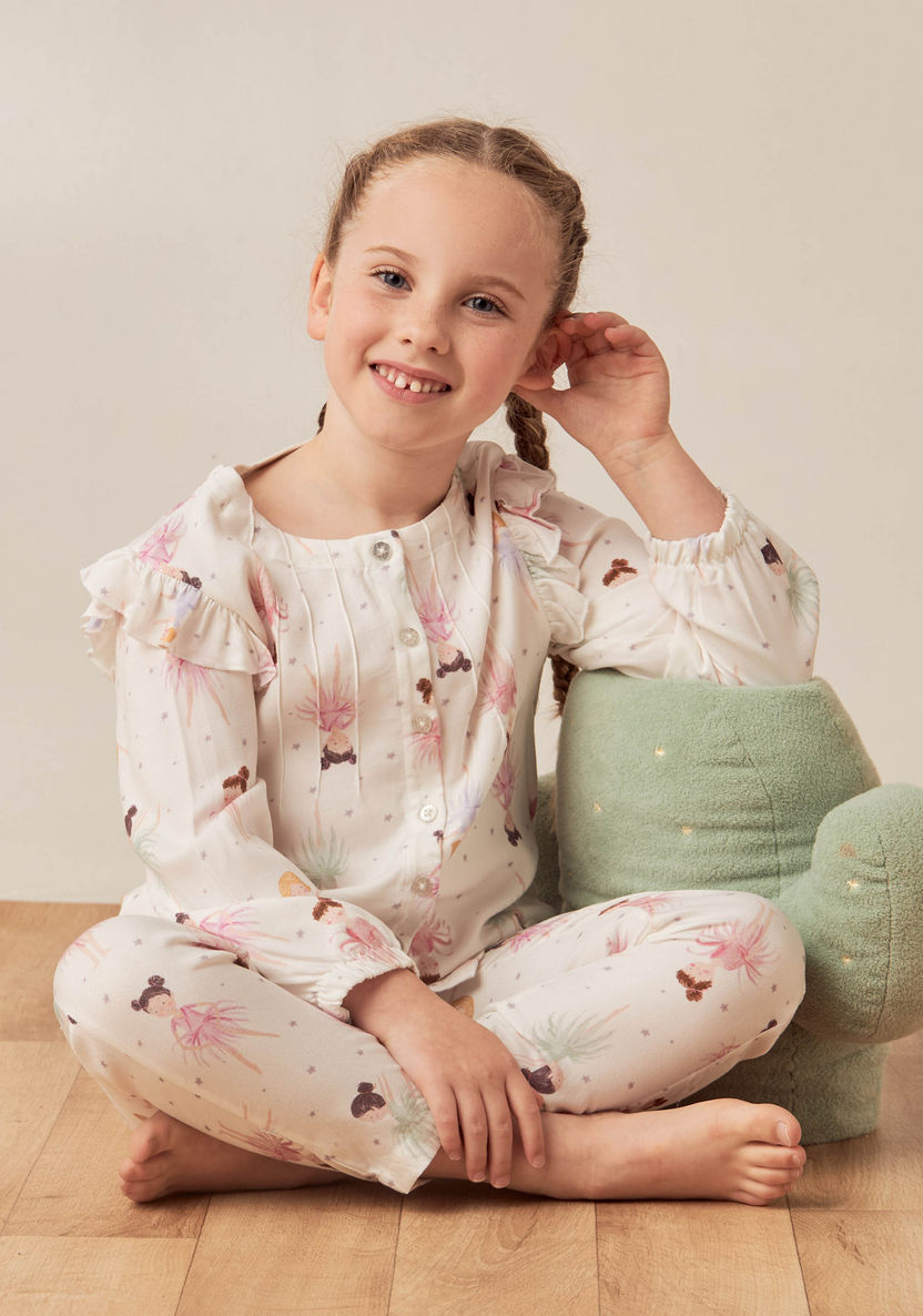 Juniors All-Over Print Top and Pyjama Set-Pyjama Sets-image-0