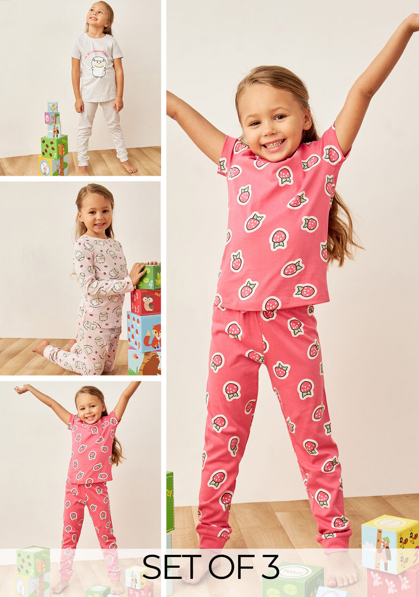 Juniors Printed T-shirt and Pyjamas - Set of 6-Nightwear-image-0