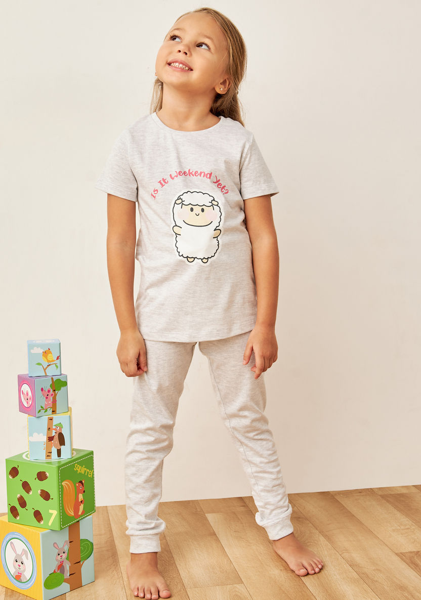 Juniors Printed T-shirt and Pyjamas - Set of 6-Nightwear-image-6