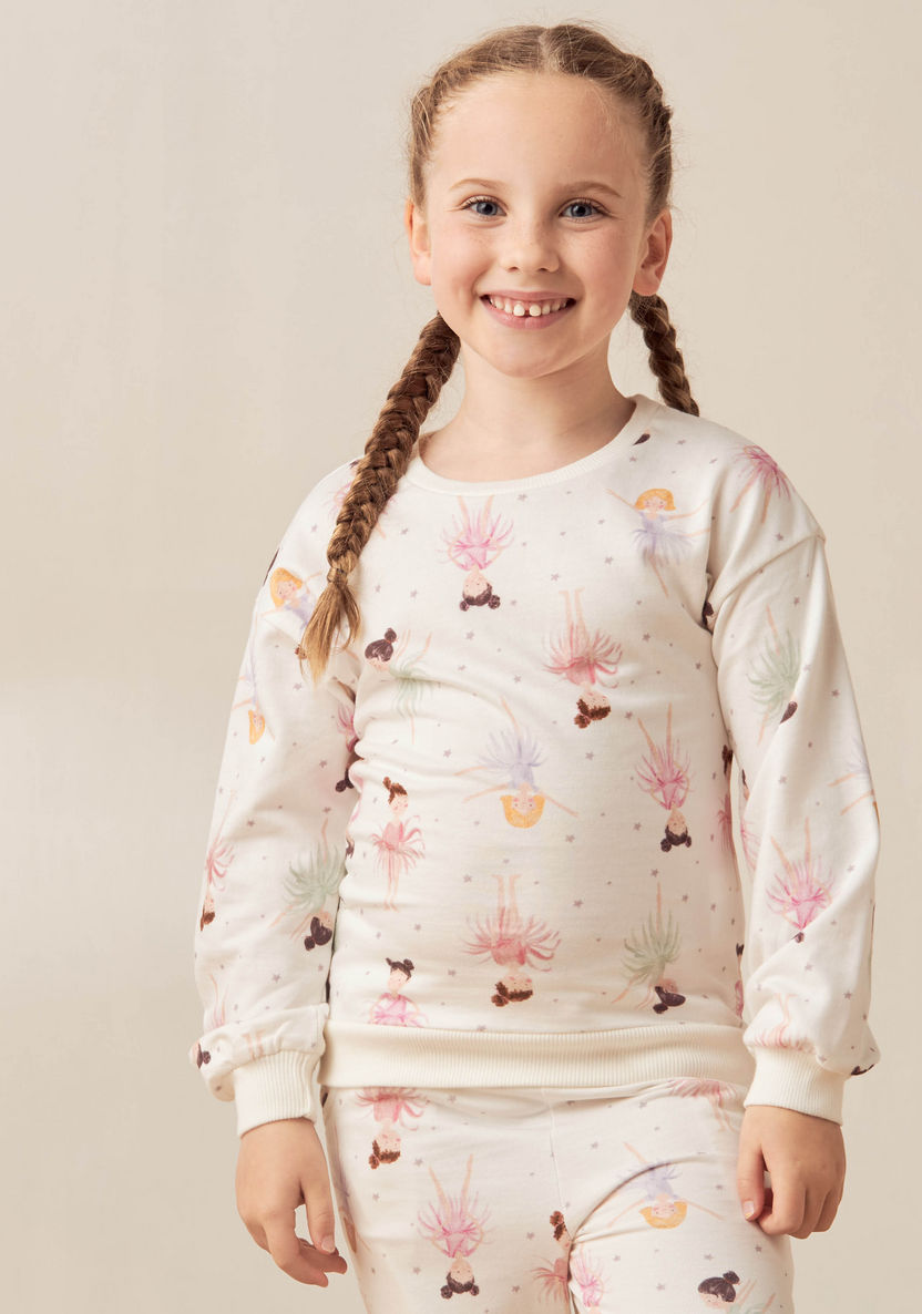 Juniors All-Over Print Sweatshirt and Pyjama Set-Nightwear-image-1