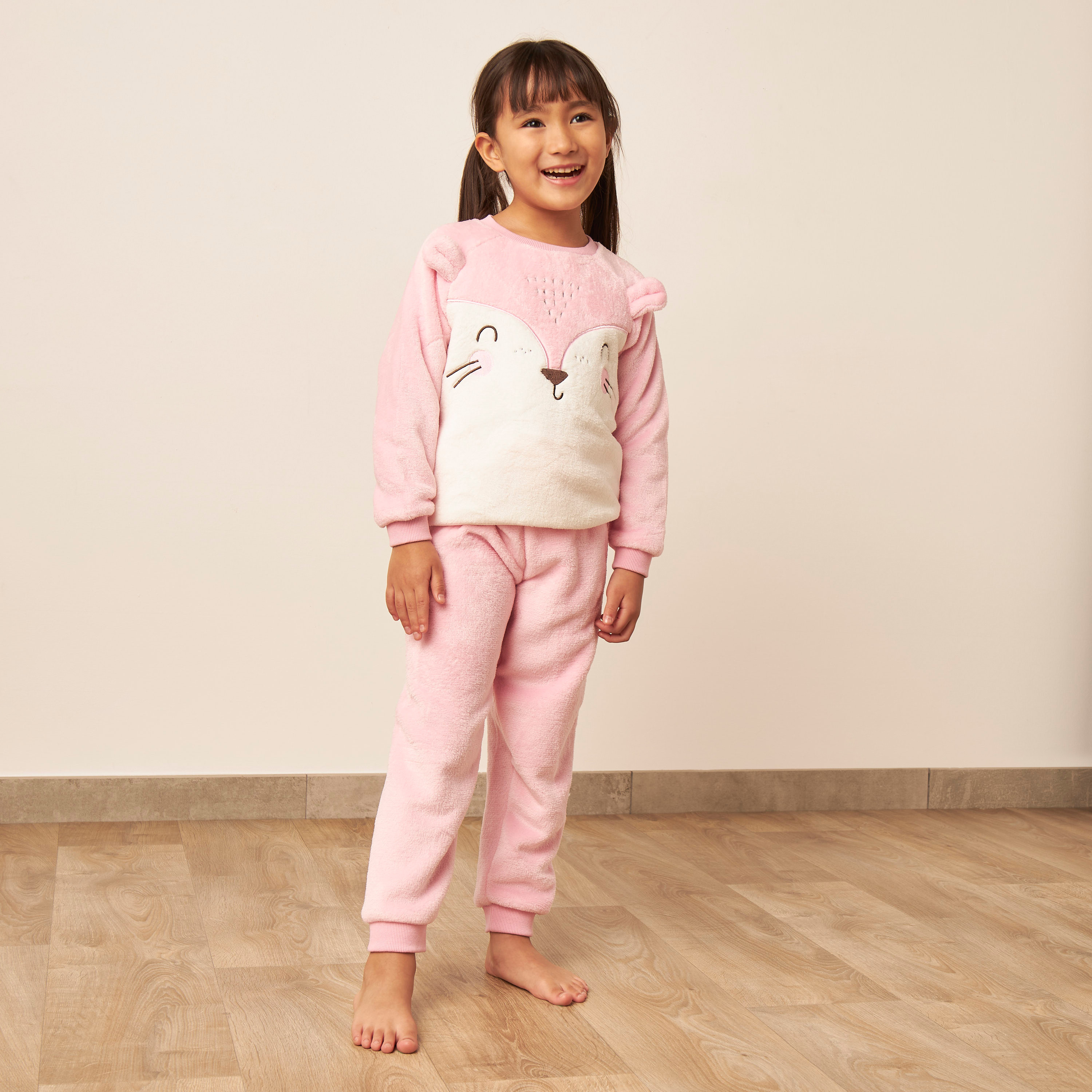 طقم بنطلون بيجاما وسويت شيرت بارز الملمس من جونيورز-girls-clothing-nightwear-image-1