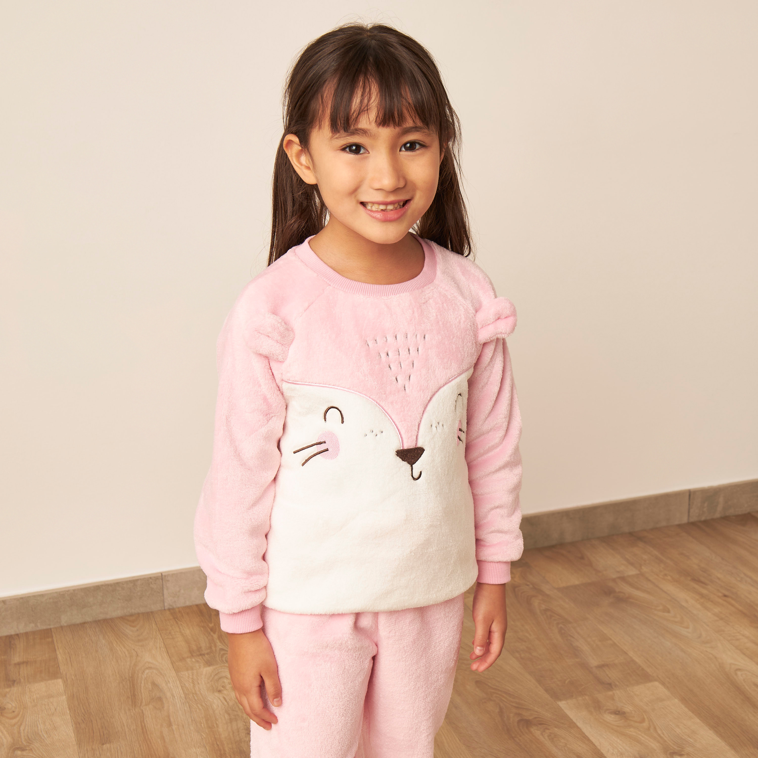 طقم بنطلون بيجاما وسويت شيرت بارز الملمس من جونيورز-girls-clothing-nightwear-image-2