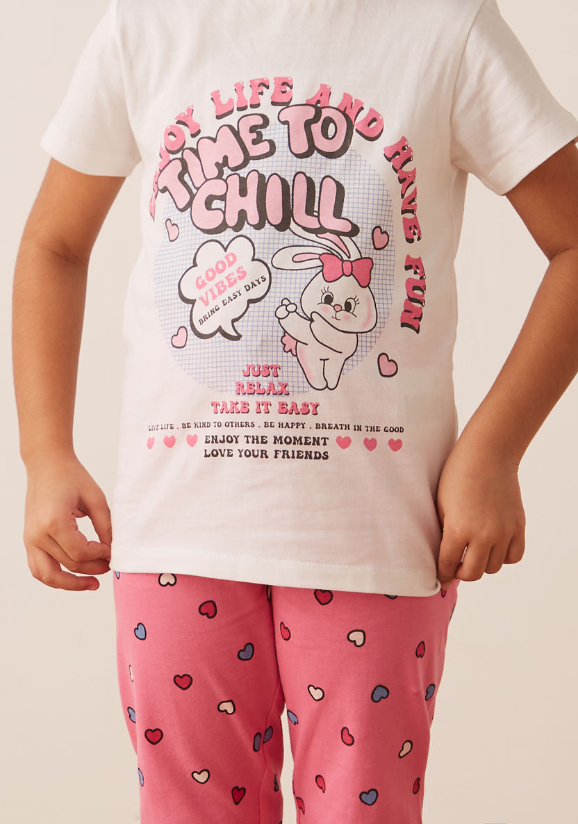 Juniors Printed T-shirt and Pyjama Set-Pyjama Sets-image-2