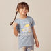 Juniors Cat Slogan Print Short Sleeves T-shirt and Elasticated Pyjama Set-Pyjama Sets-thumbnailMobile-1