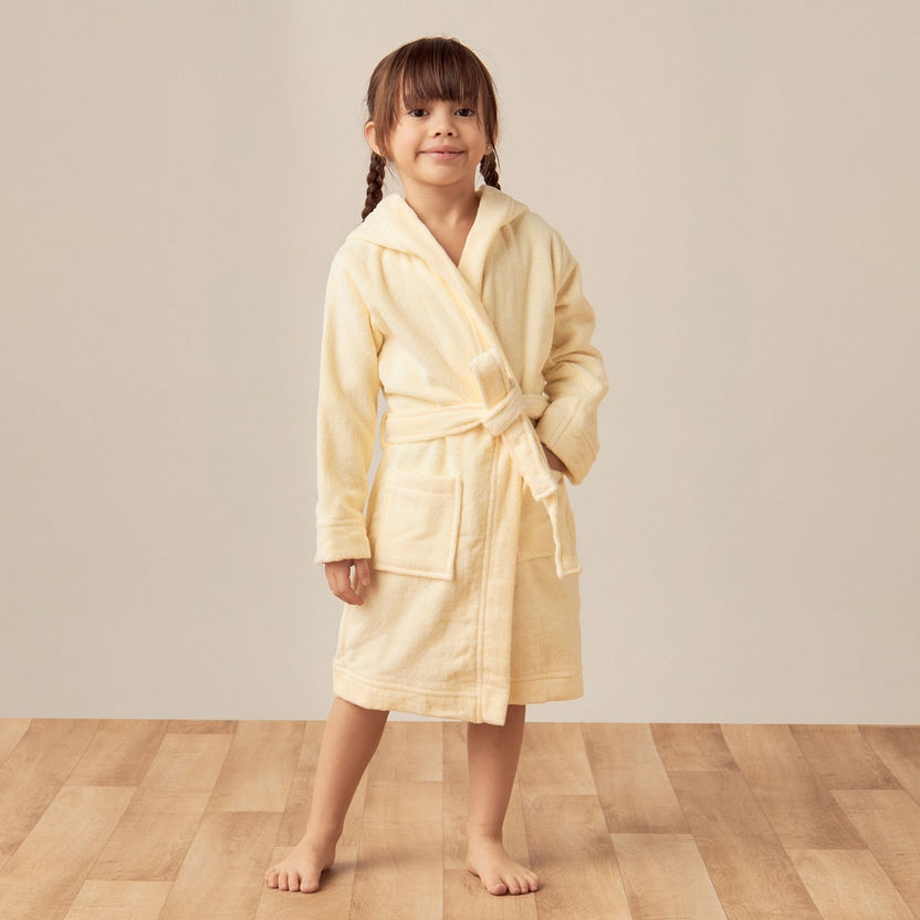 Juniors Slogan Print Bathrobe with Hood and Pockets-Towels and Flannels-image-0