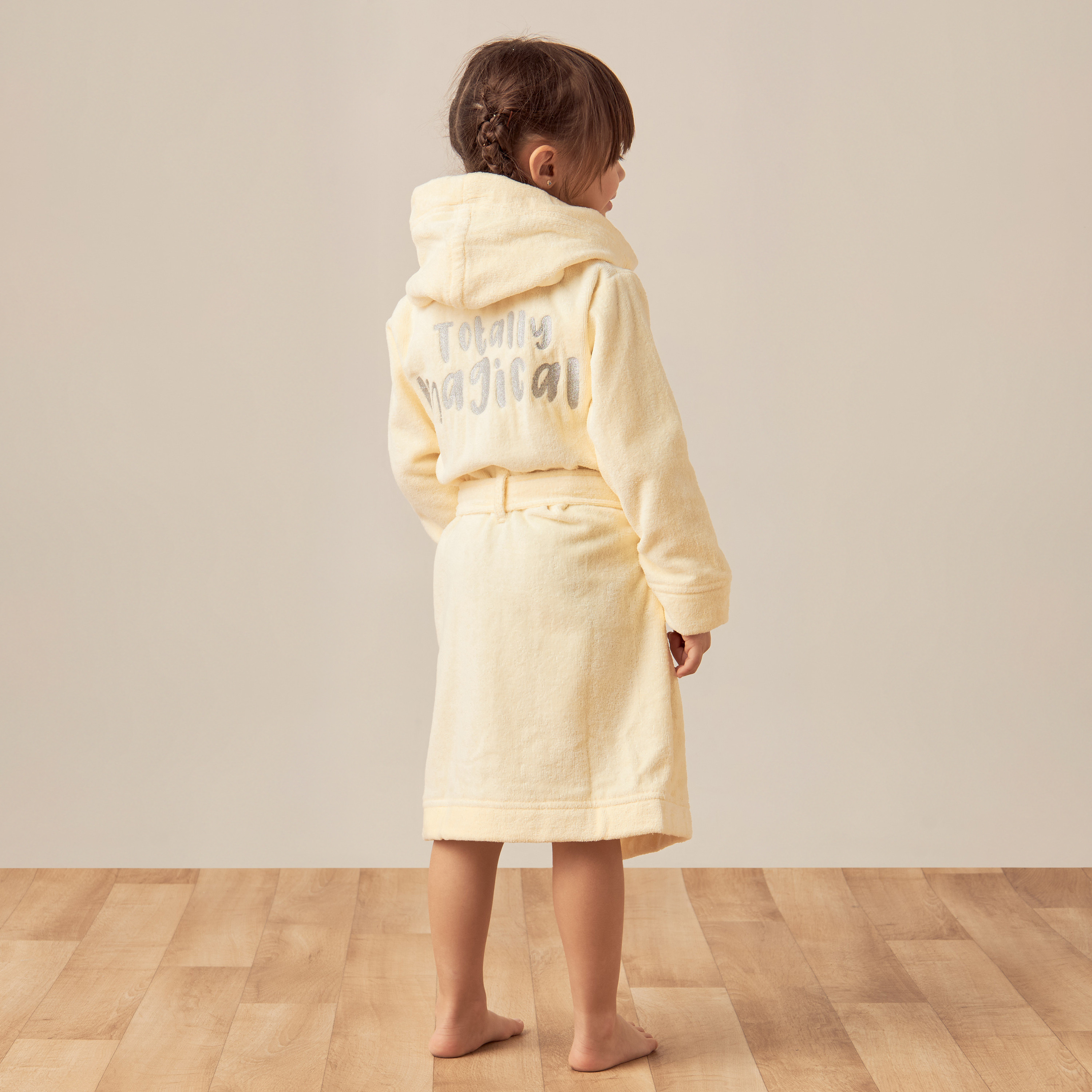 Juniors Slogan Print Bathrobe with Hood and Pockets-baby-bathandcare-towels-image-4