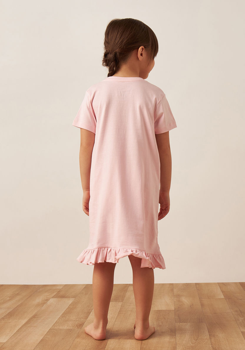 Juniors Printed Night Dress with Ruffles - Set of 2-Nightwear-image-4