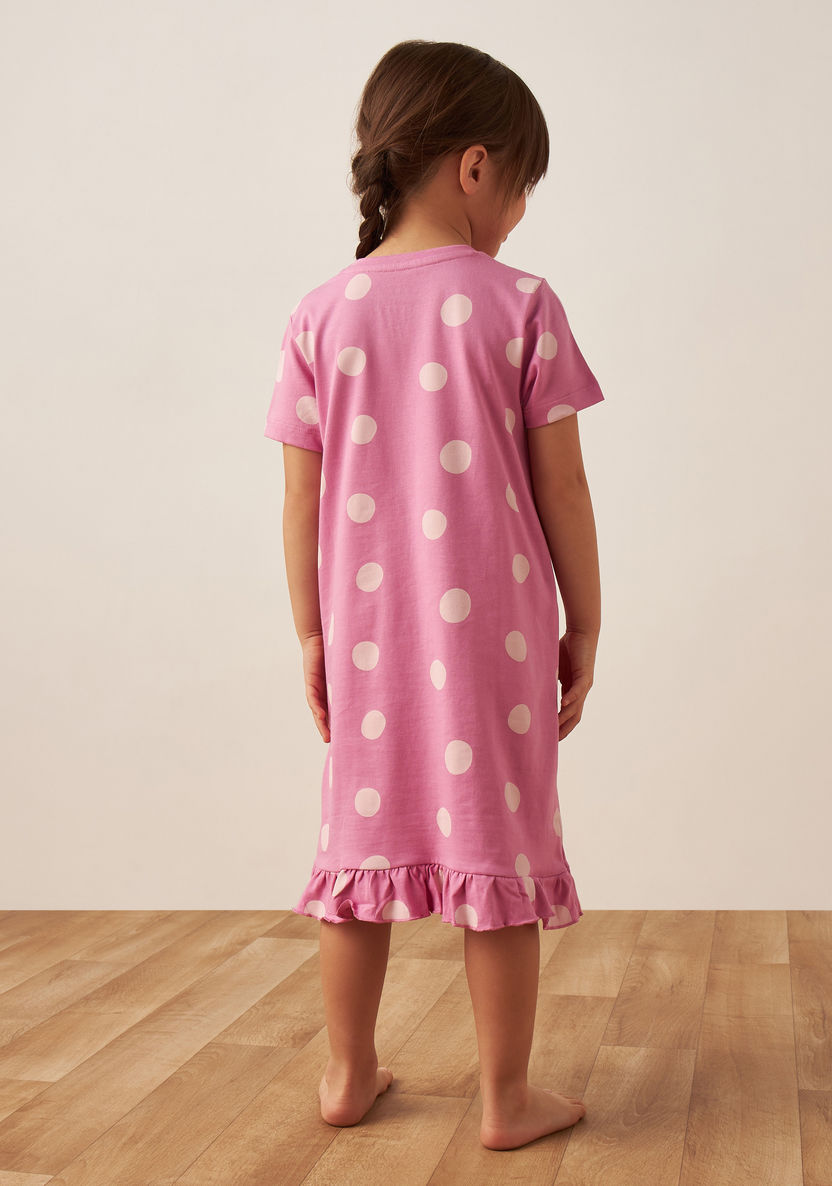 Juniors Printed Night Dress with Ruffles - Set of 2-Nightwear-image-6