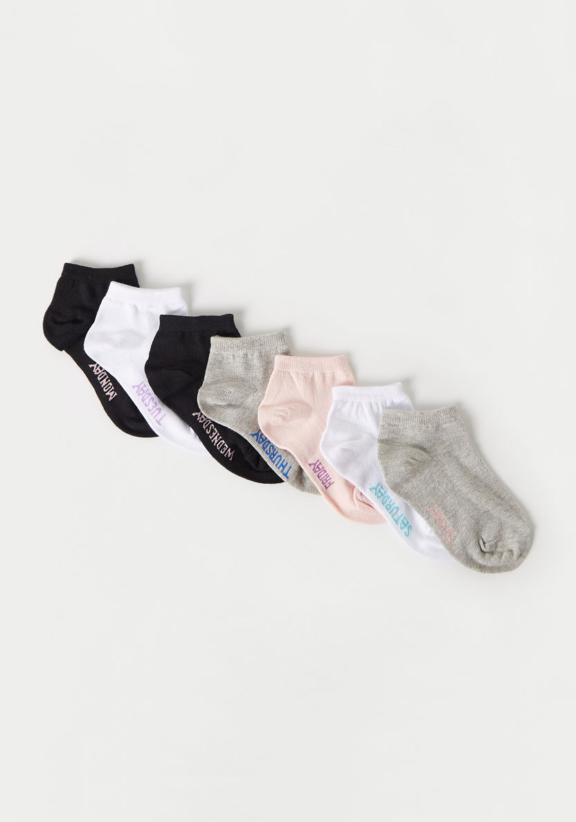 Juniors Days of the Week Print Ankle Length Socks - Set of 7-Socks-image-1