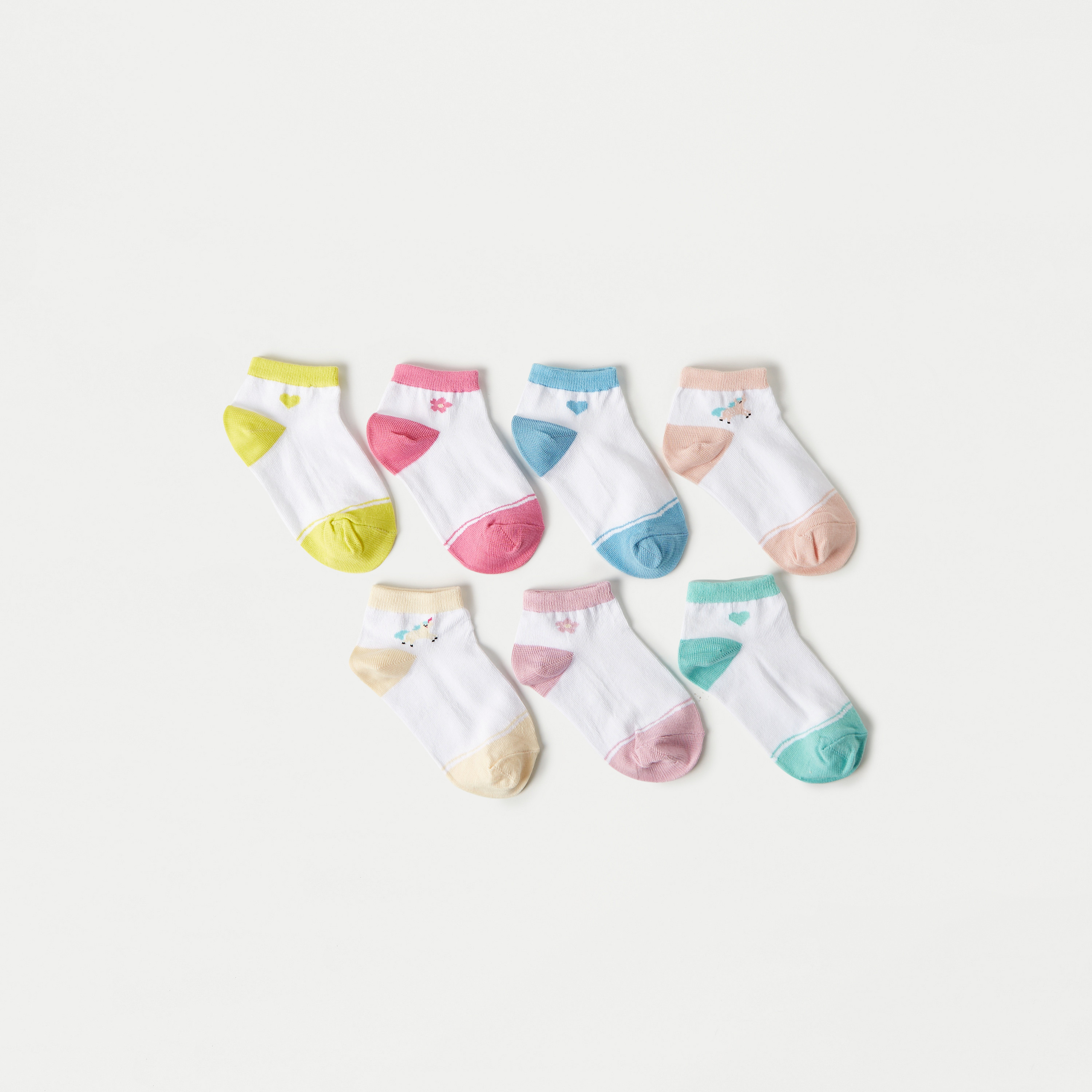 Juniors Printed Ankle Length Socks - Set of 7-girls-accessories-socks-image-1