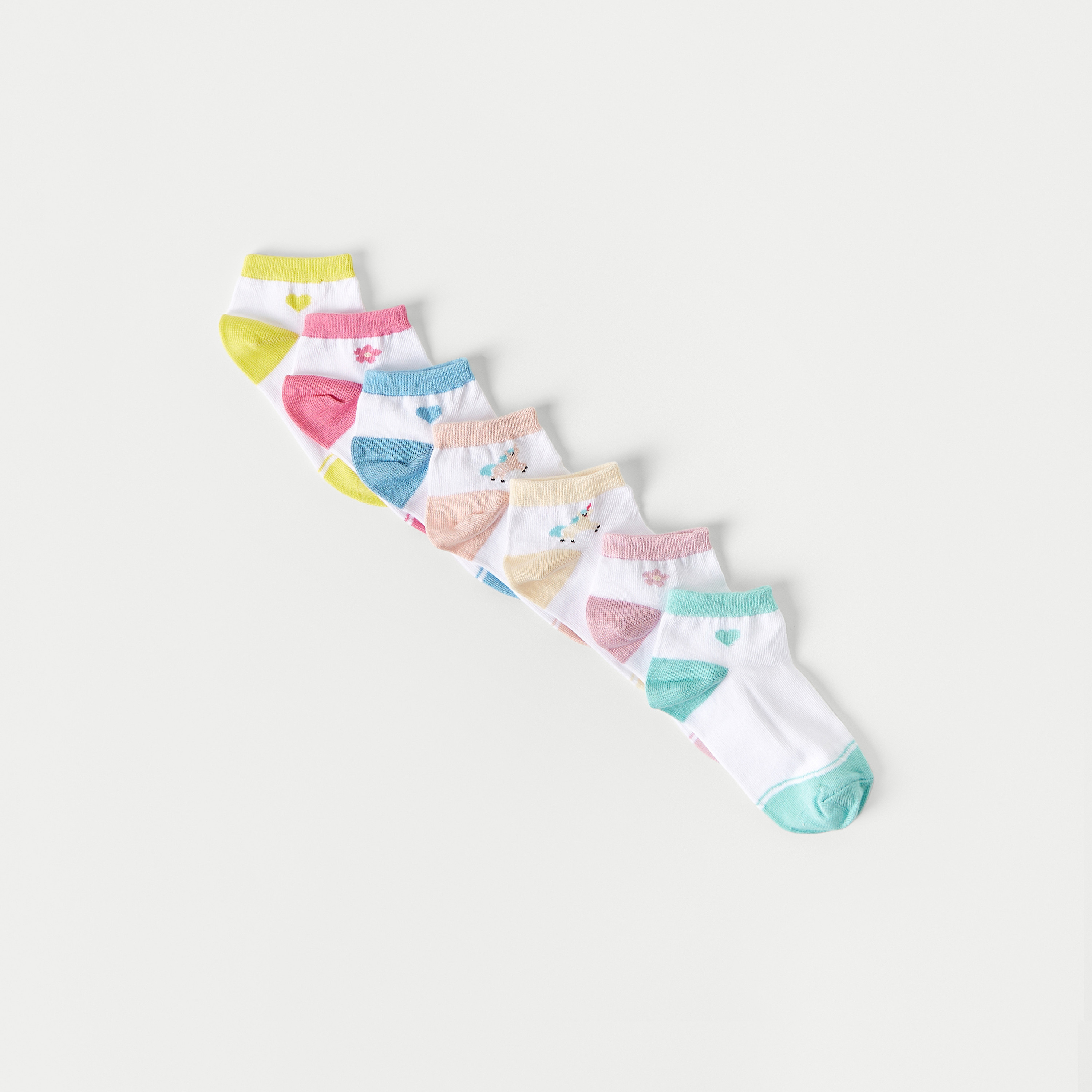 Juniors Printed Ankle Length Socks - Set of 7-girls-accessories-socks-image-2