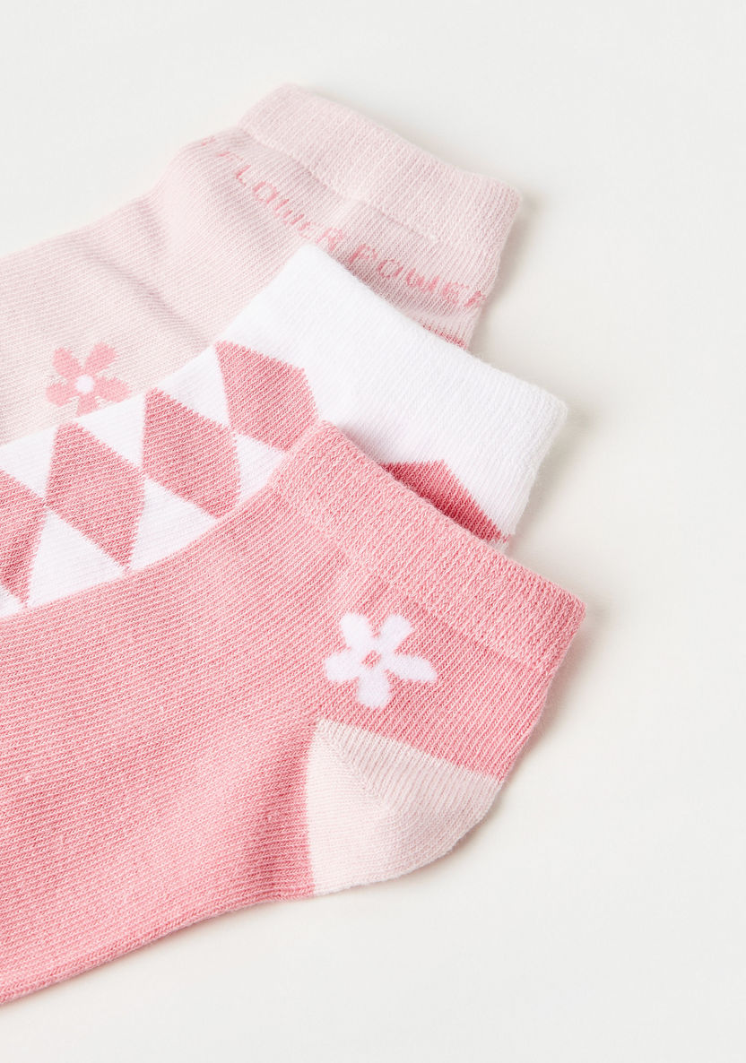 Juniors Floral Print Ankle Length Socks - Set of 3-Socks-image-2