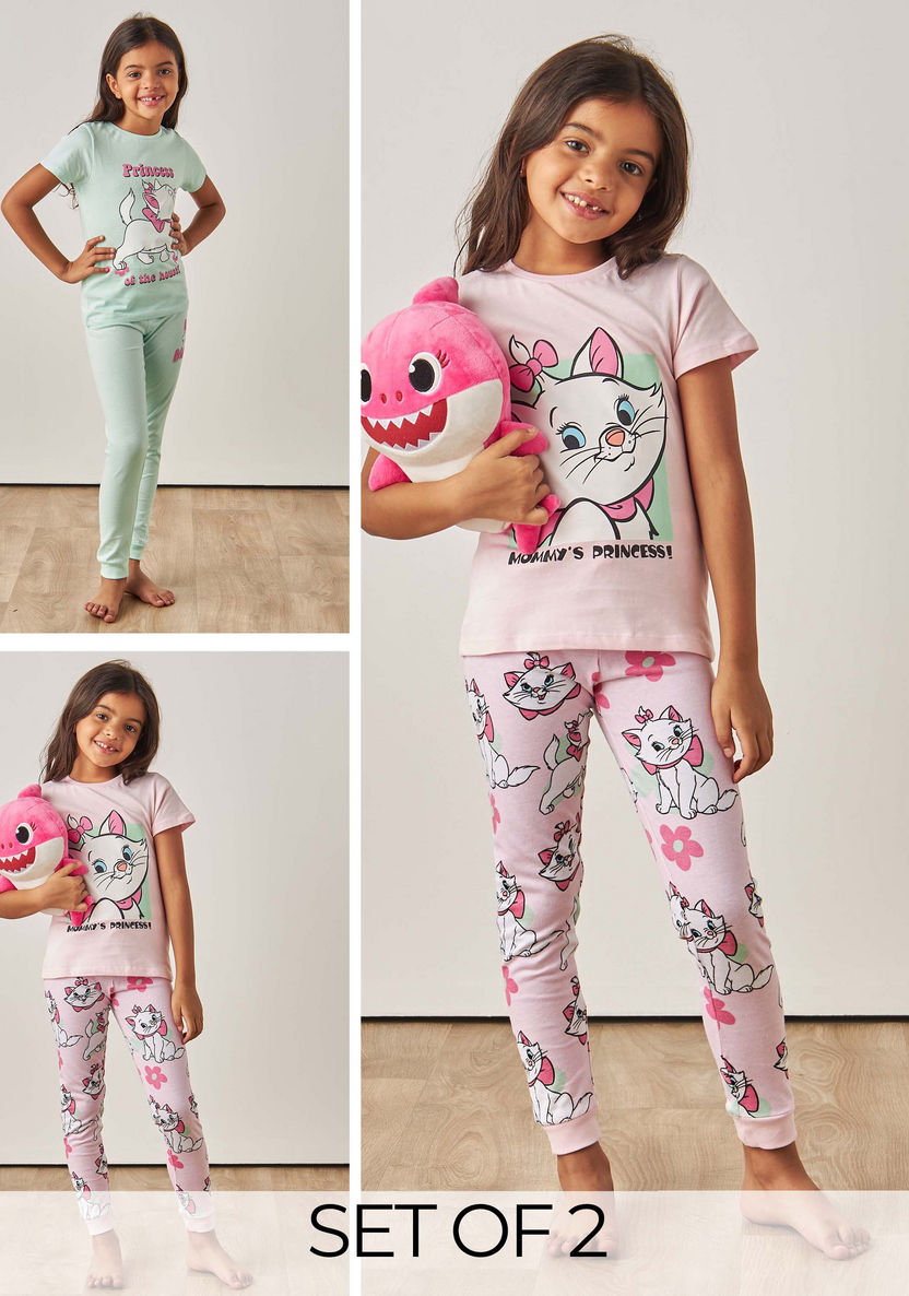Disney Marie Print T-shirt and Pyjama - Set of 2-Nightwear-image-0