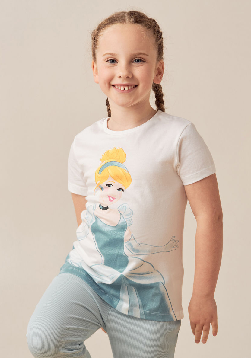 Disney Cinderella Print T-shirt and Pyjama Set-Nightwear-image-1