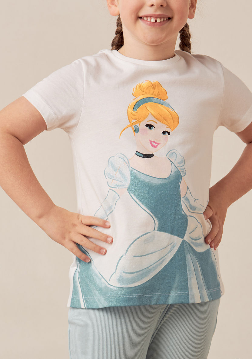 Disney Cinderella Print T-shirt and Pyjama Set-Nightwear-image-3