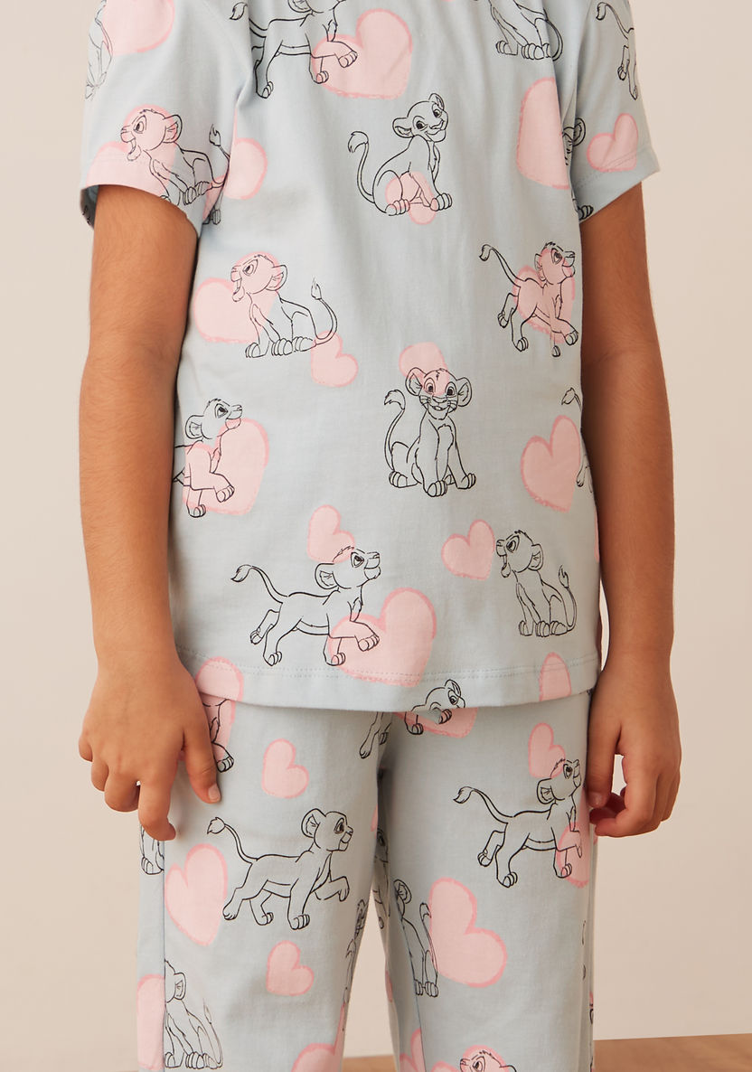 Disney All-Over Simba Print Short Sleeves T-shirt and Pyjama Set-Nightwear-image-2