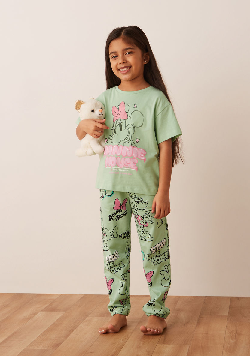 Juniors Minnie Mouse Print T-shirt and Pyjama Set-Nightwear-image-0