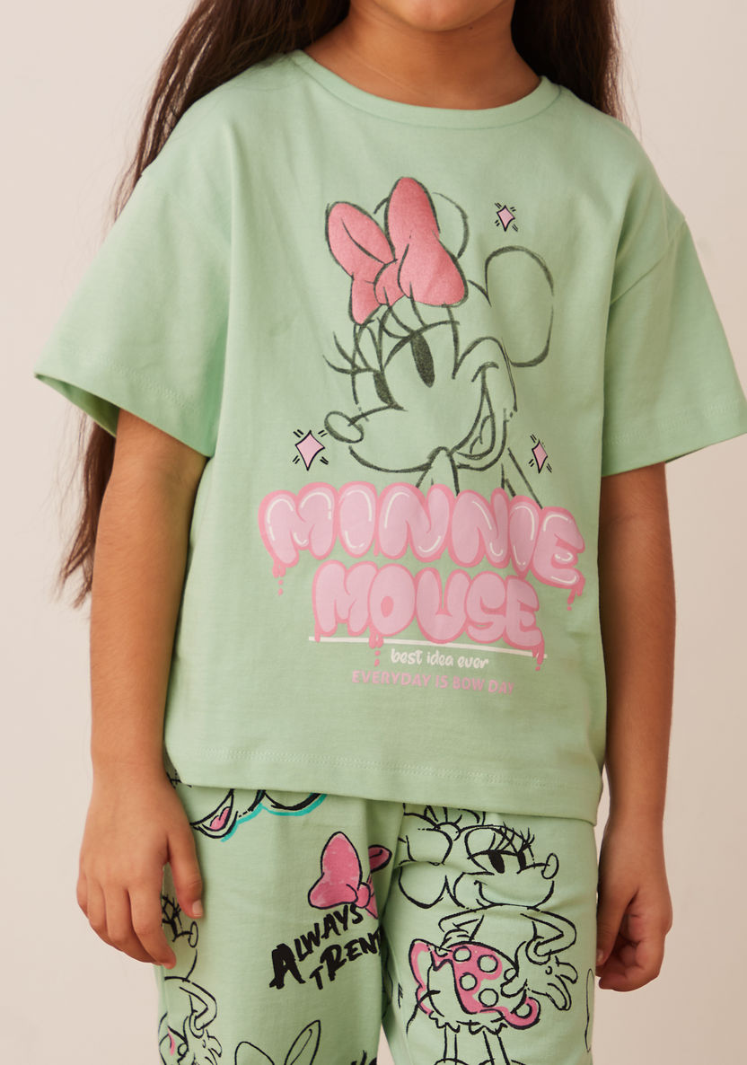 Juniors Minnie Mouse Print T-shirt and Pyjama Set-Nightwear-image-2