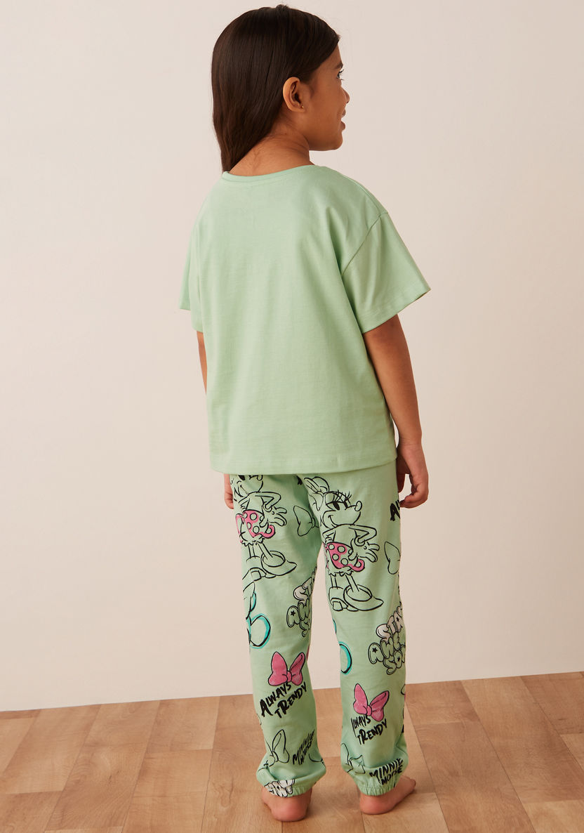 Juniors Minnie Mouse Print T-shirt and Pyjama Set-Nightwear-image-4