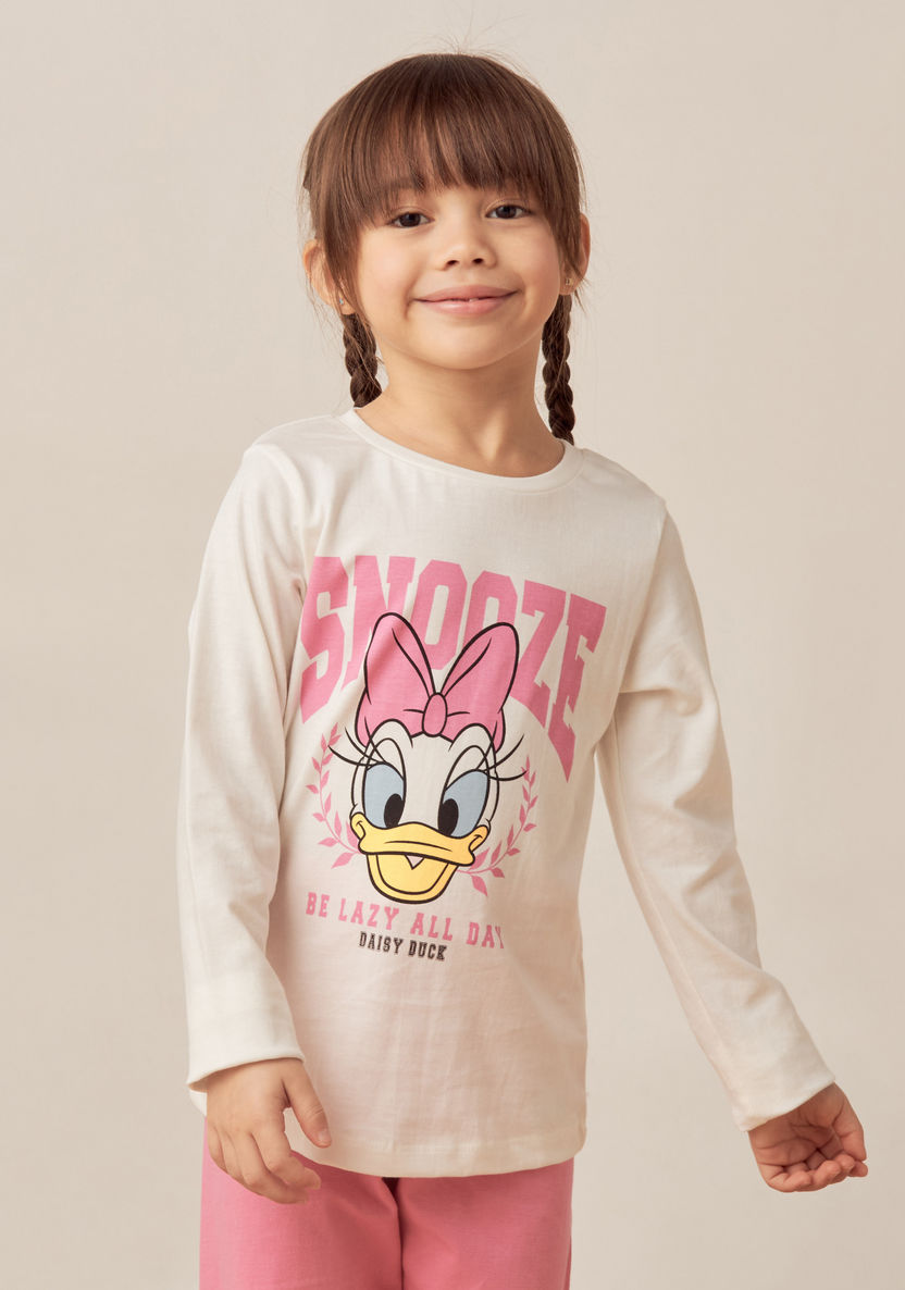 Disney Daisy Duck Print T-shirt and Pyjama - Set of 2-Pyjama Sets-image-1