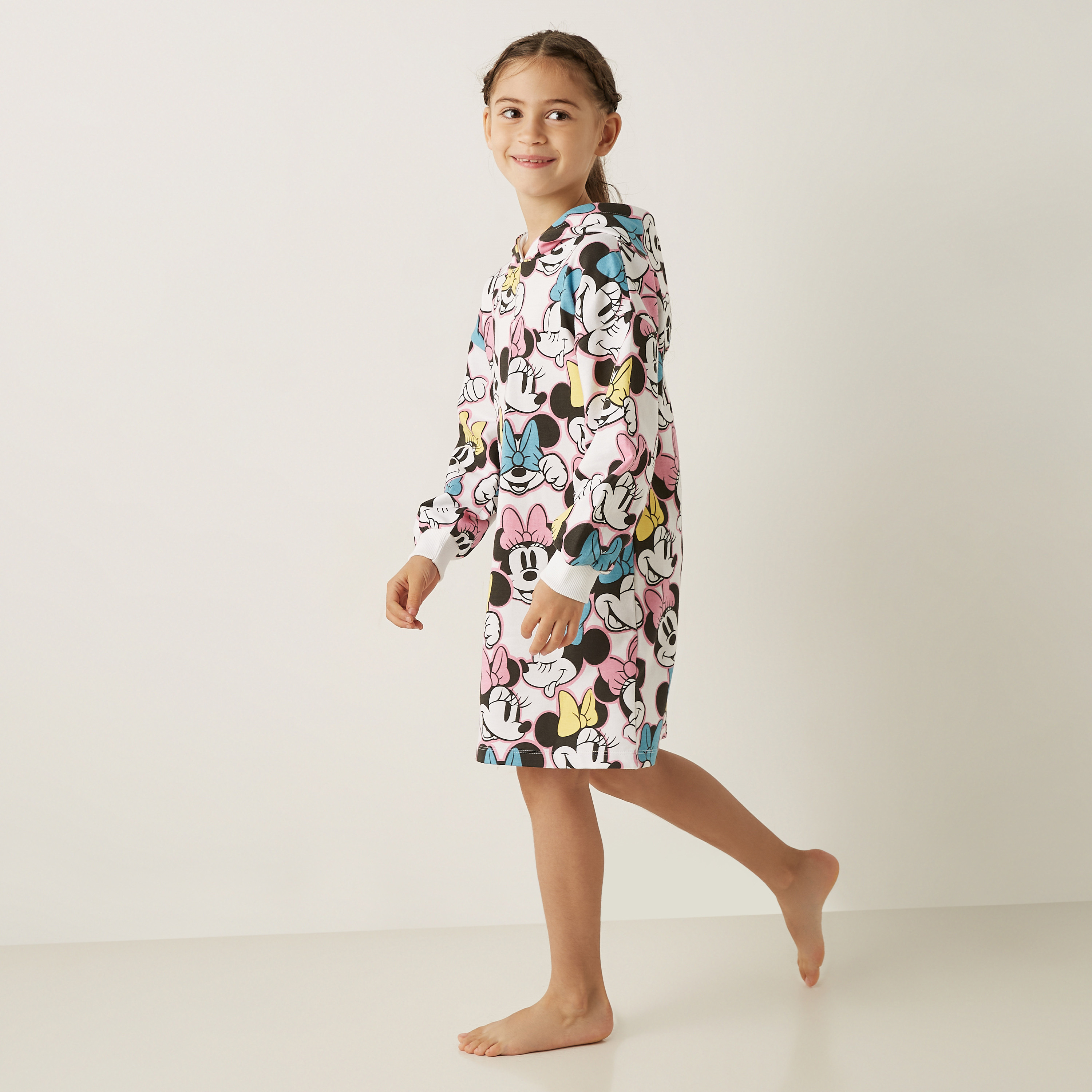 Disney All-Over Minnie Mouse Print Night Dress with Hood-girls-clothing-nightwear-image-2