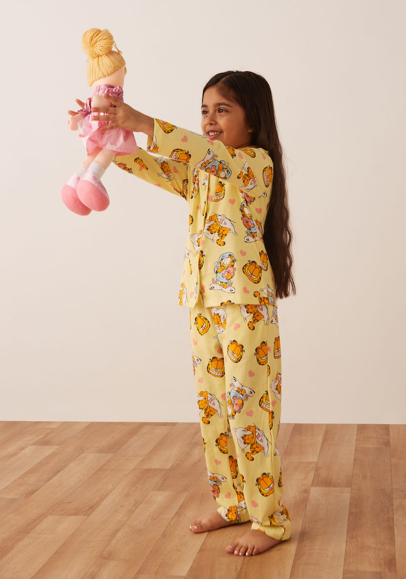Juniors All-Over Garfield Print Long Sleeves Shirt and Pyjama Set-Nightwear-image-0