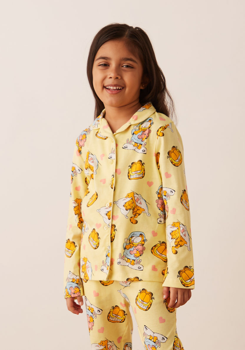 Juniors All-Over Garfield Print Long Sleeves Shirt and Pyjama Set-Nightwear-image-1