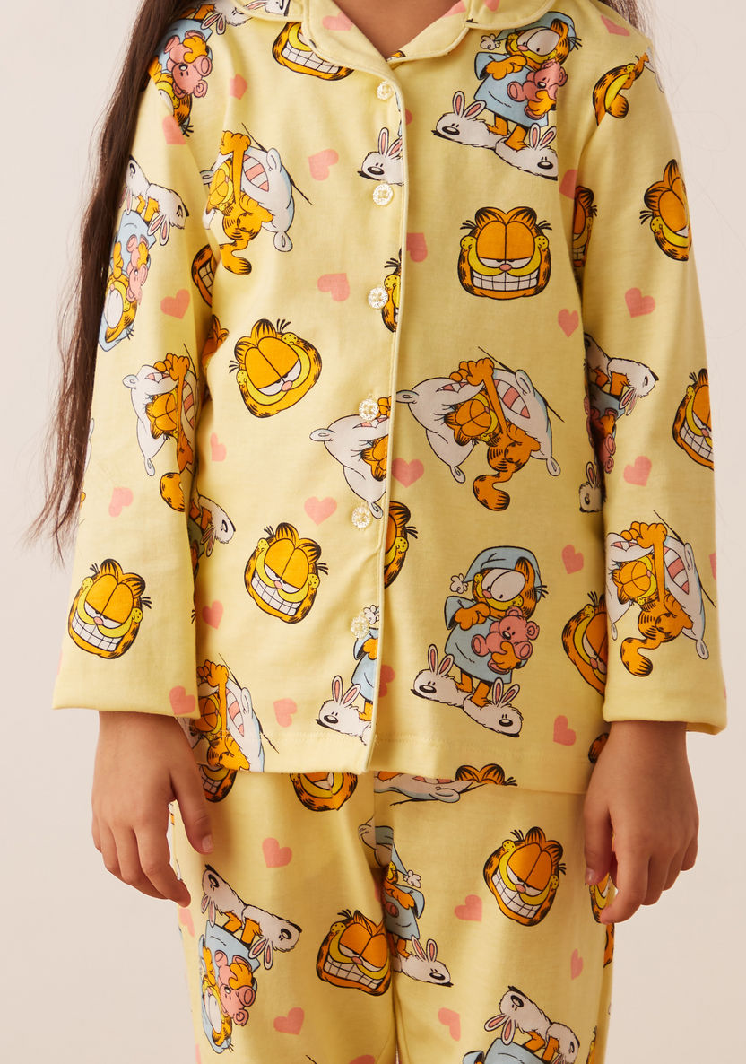 Juniors All-Over Garfield Print Long Sleeves Shirt and Pyjama Set-Nightwear-image-2