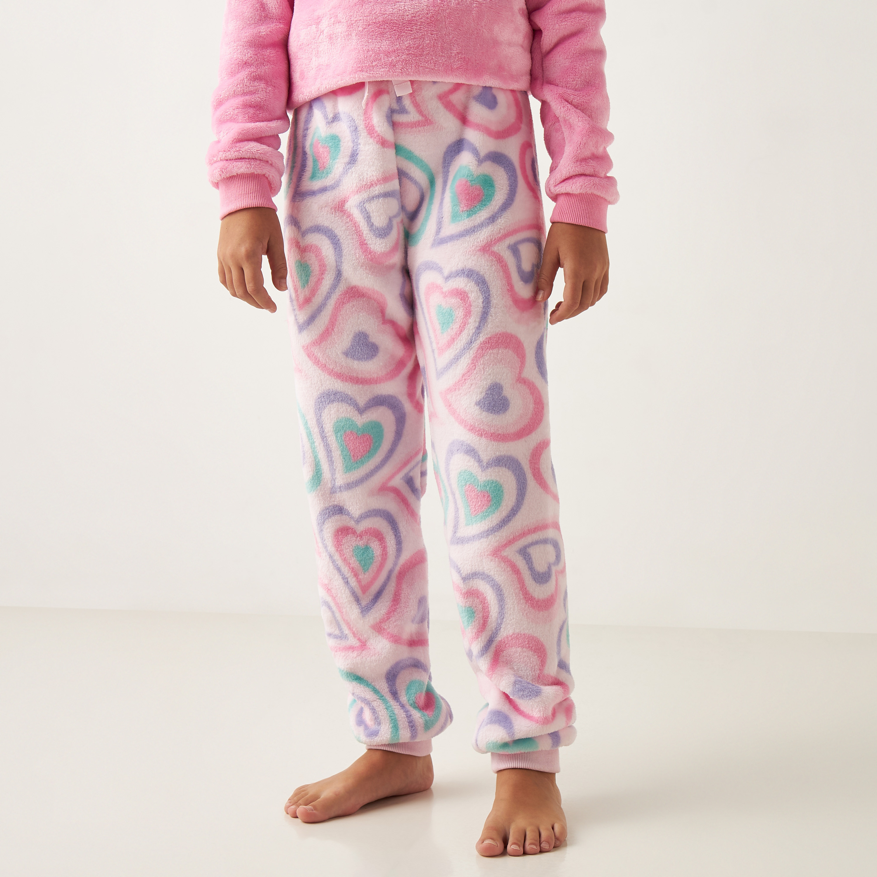 Juniors Hearts Embroidered Long Sleeves Hoodie and Pyjama Set-girls-clothing-nightwear-image-3