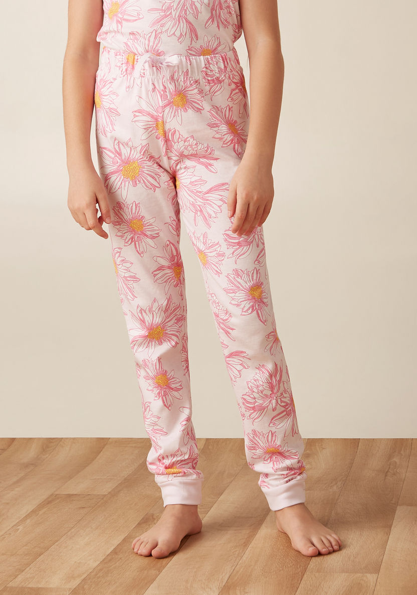 Juniors All-Over Floral Print T-shirt and Elasticated Pyjama Set-Nightwear-image-4