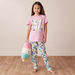 Juniors Floral Printed Short Sleeves T-shirt and Pyjama Set-Nightwear-thumbnailMobile-0