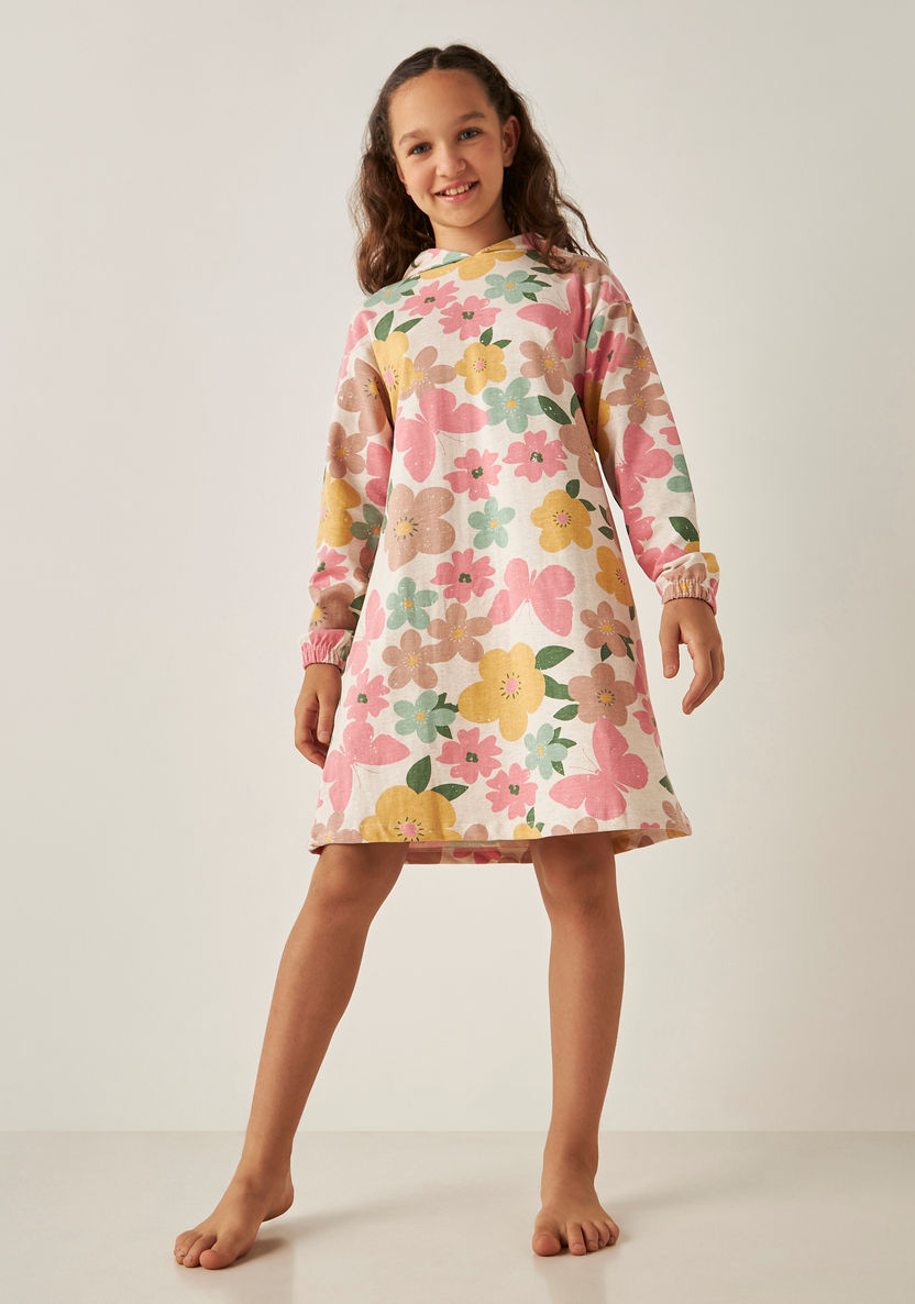 Buy Juniors All-Over Floral Print Hooded Night Dress Online for