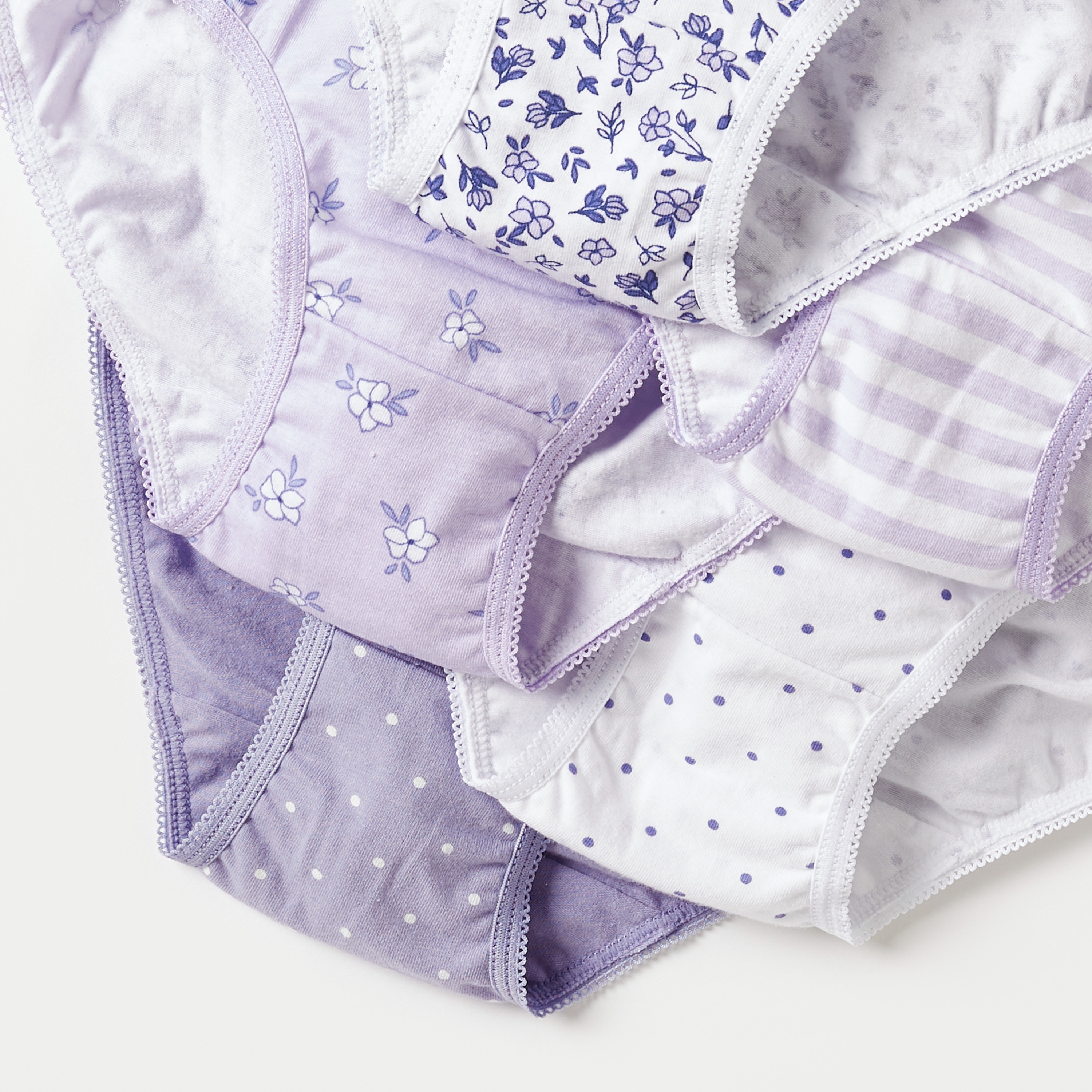 Juniors Printed Briefs with Elasticated Waistband and Bow Detail - Set of 5-girls-clothing-multipacks-image-4