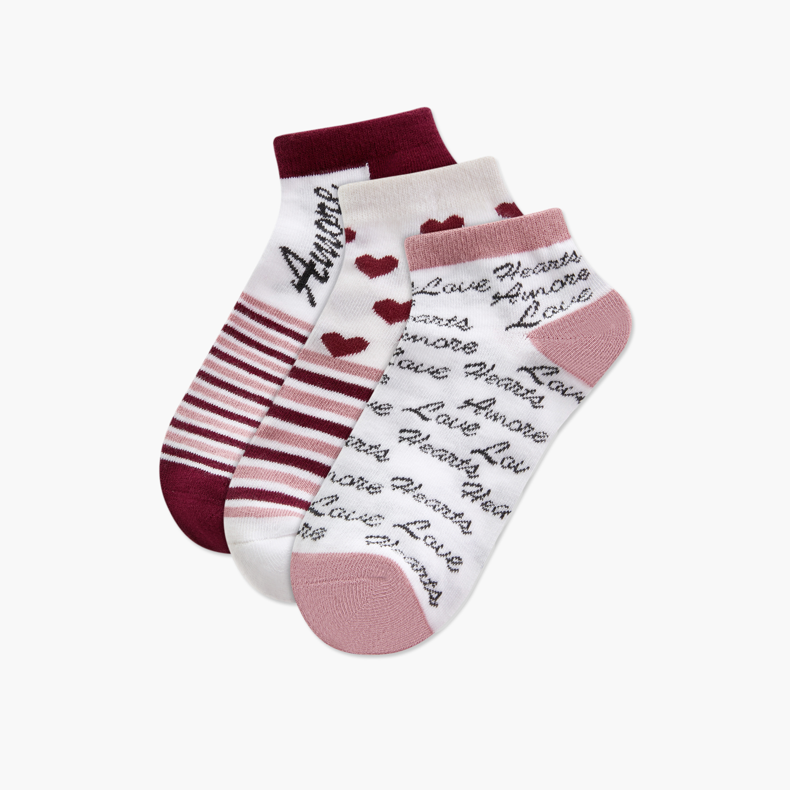 جوارب بطول الكاحل بطبعات من جونيورز – طقم من 3 أزواج-girls-accessories-socks-image-1