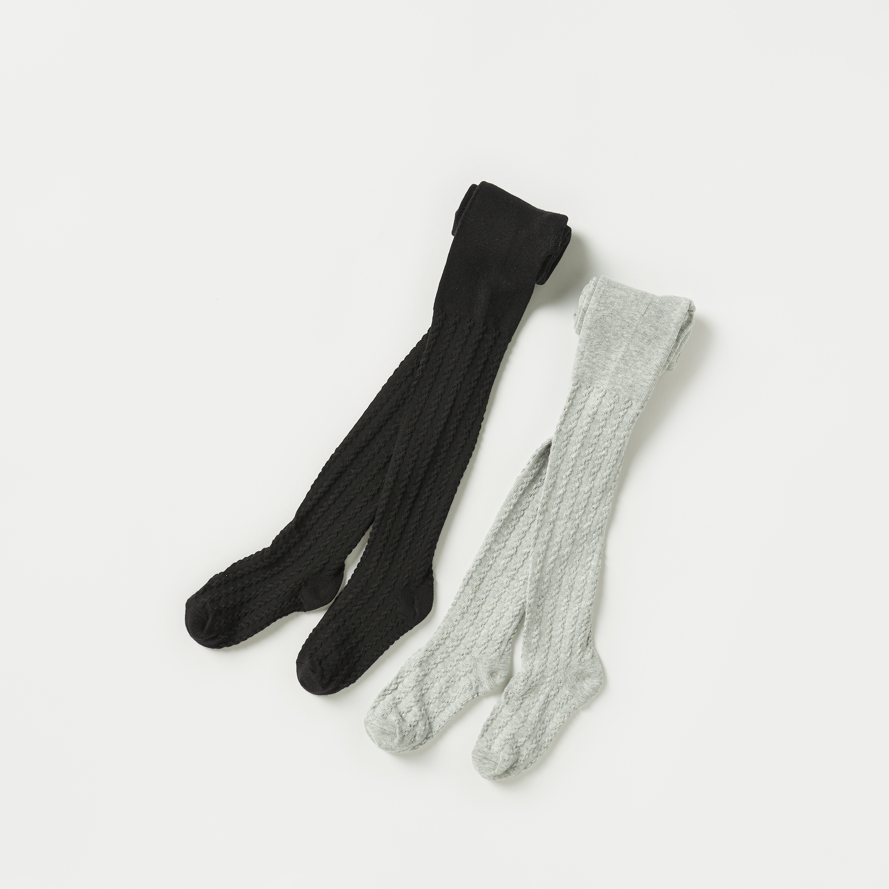 Juniors Cable Knit Closed Feet Tights with Elasticised Waistband - Set of 2-girls-accessories-socks-image-1