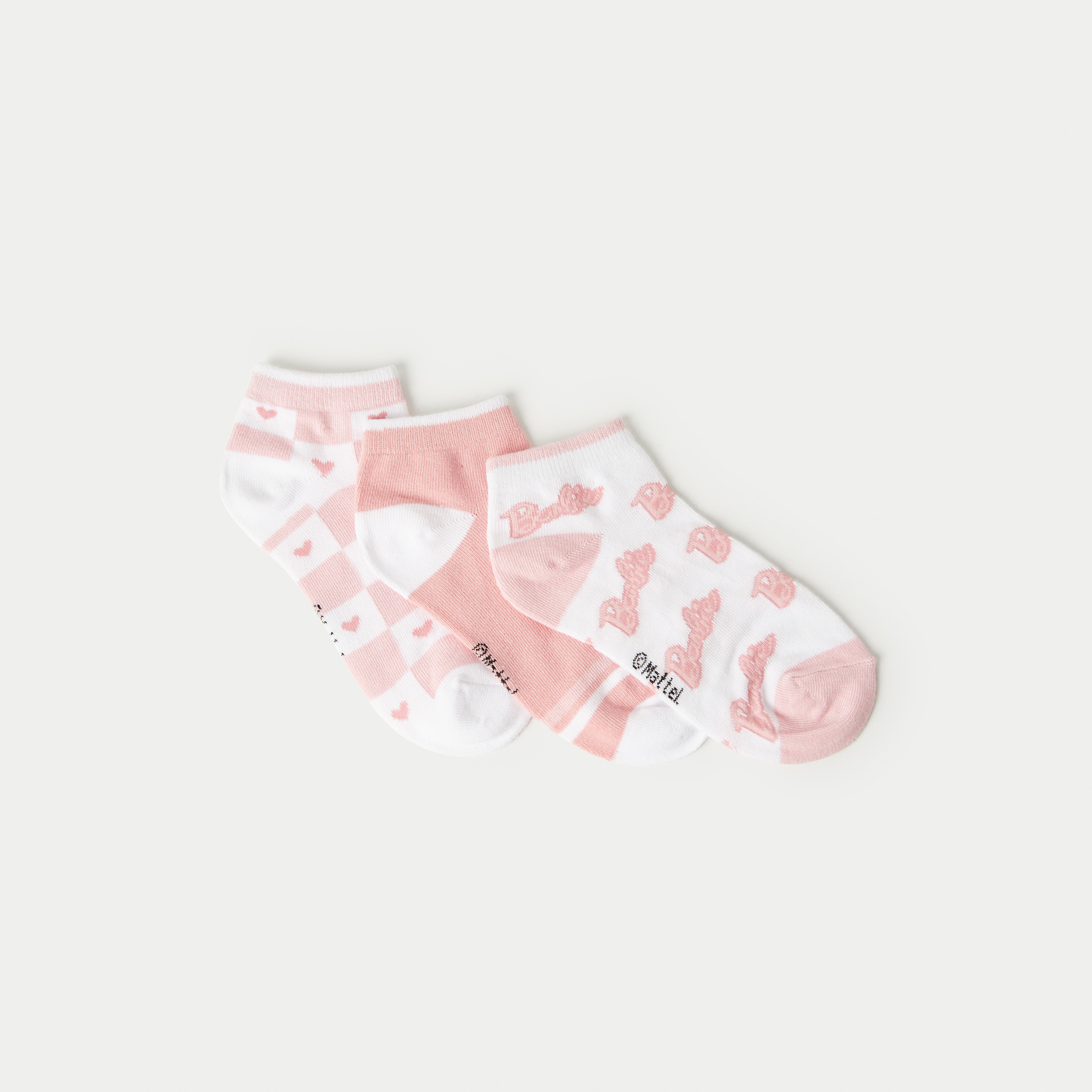 Barbie Print Ankle Length Socks - Set of 3-girls-accessories-socks-image-1