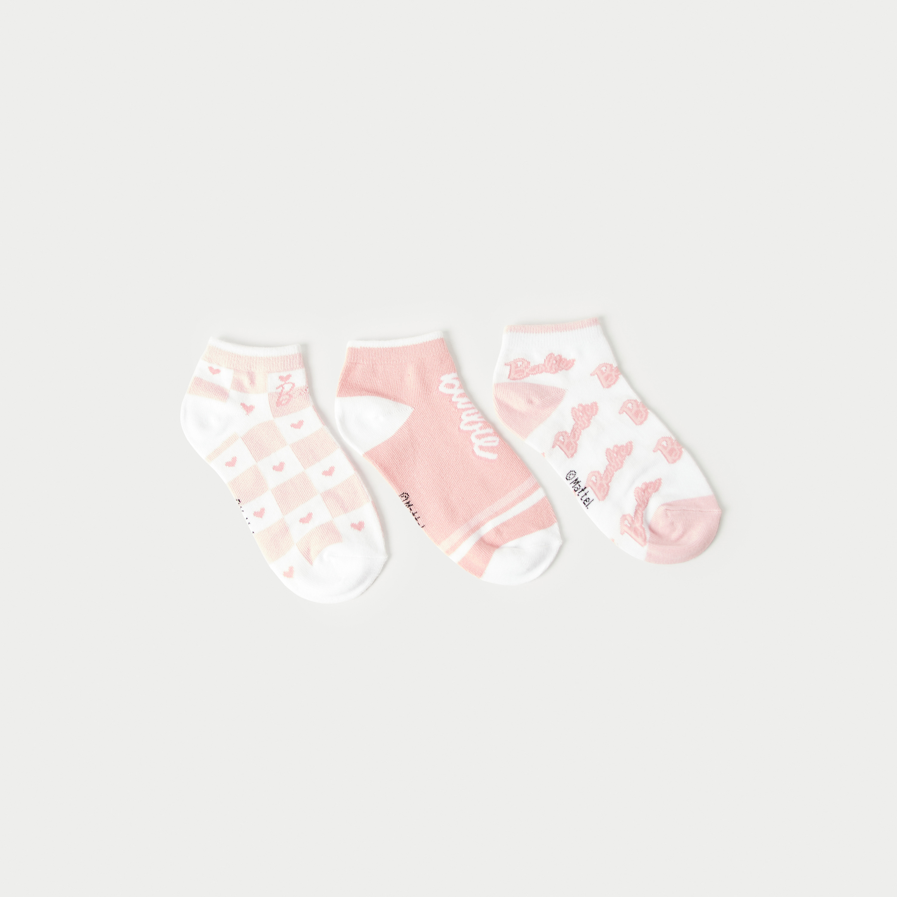 Barbie Print Ankle Length Socks - Set of 3-girls-accessories-socks-image-2