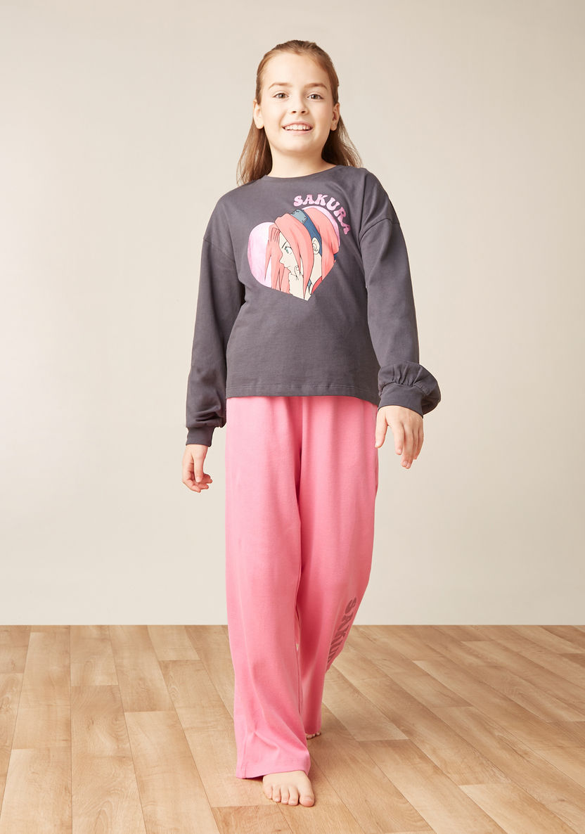 TV Tokyo Sakura Print T-shirt and Pyjama Set-Nightwear-image-0