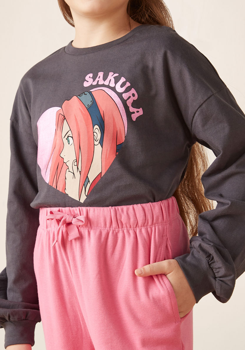 TV Tokyo Sakura Print T-shirt and Pyjama Set-Nightwear-image-2