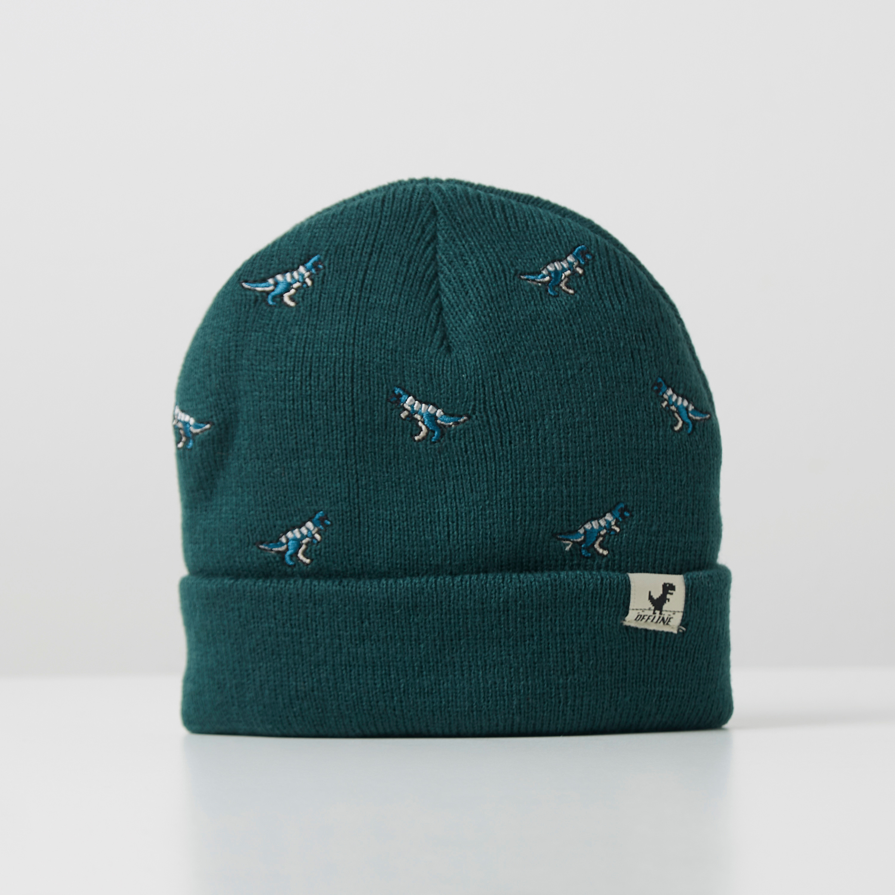 Juniors All-Over Dinosaur Embroidered Beanie-boys-clothing-winterwear-winteraccessories-image-3
