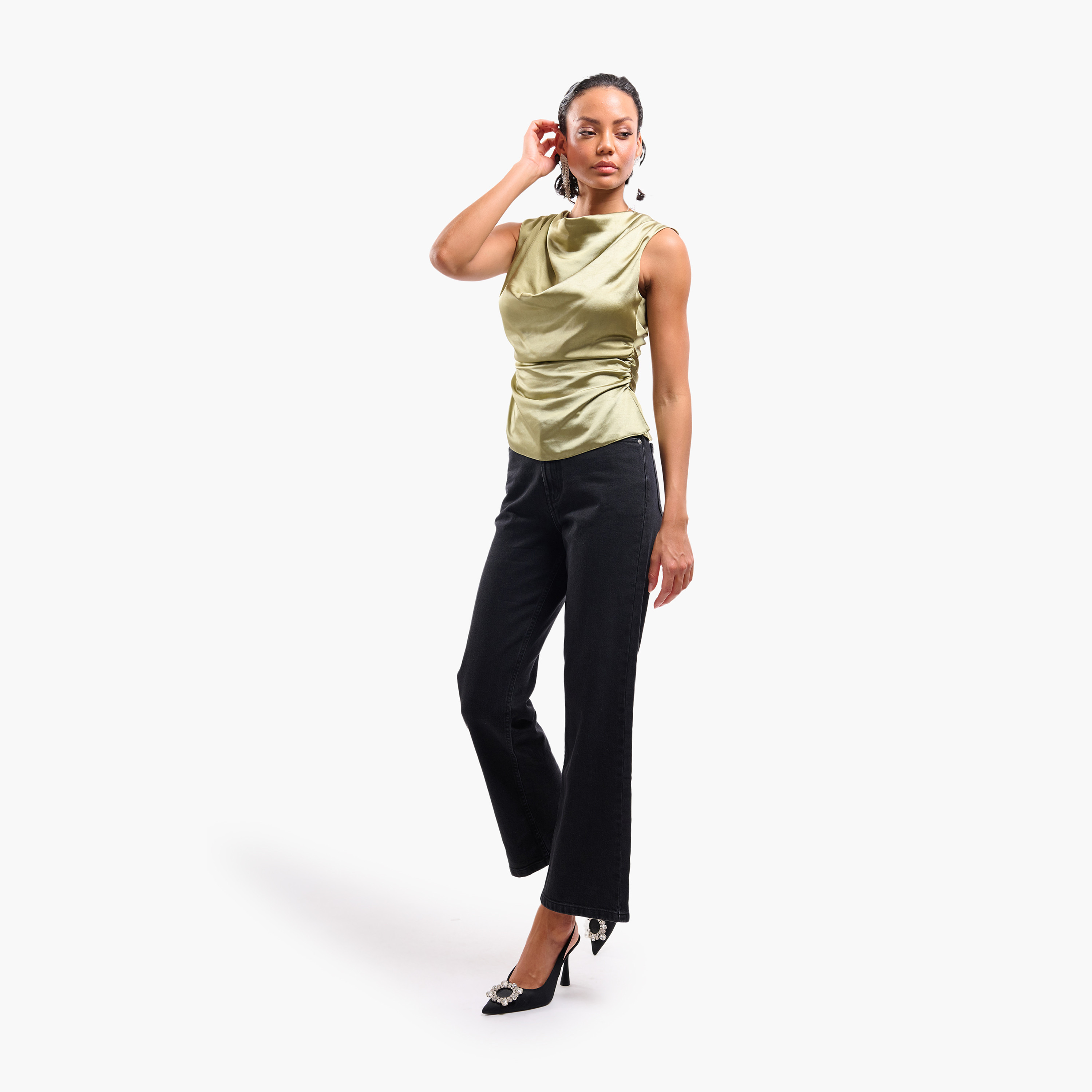 FAIA Ruched Cowl Neck Women's Top-women-clothing-shirtsandblouses-blouses-image-2
