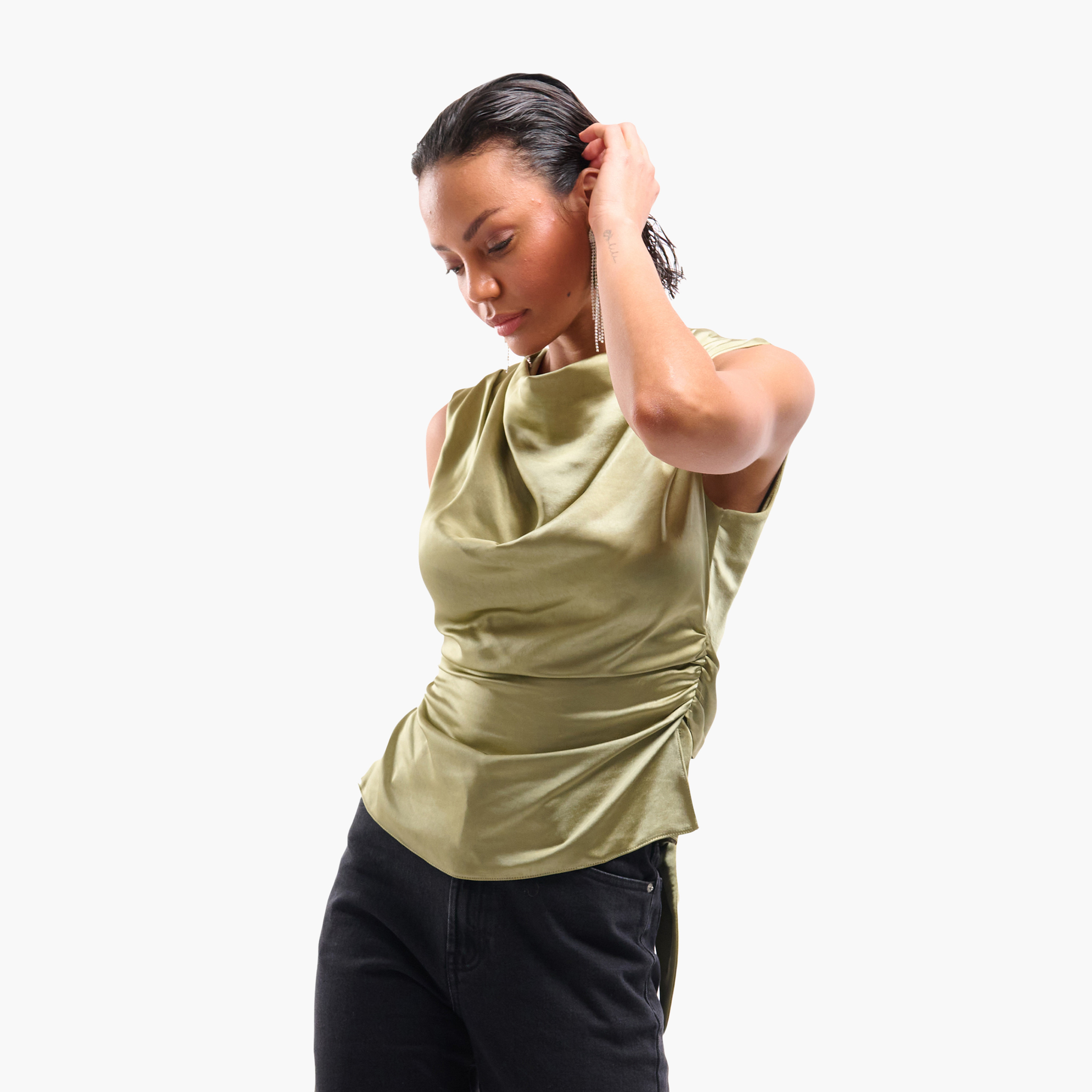 FAIA Ruched Cowl Neck Women's Top-women-clothing-shirtsandblouses-blouses-image-4