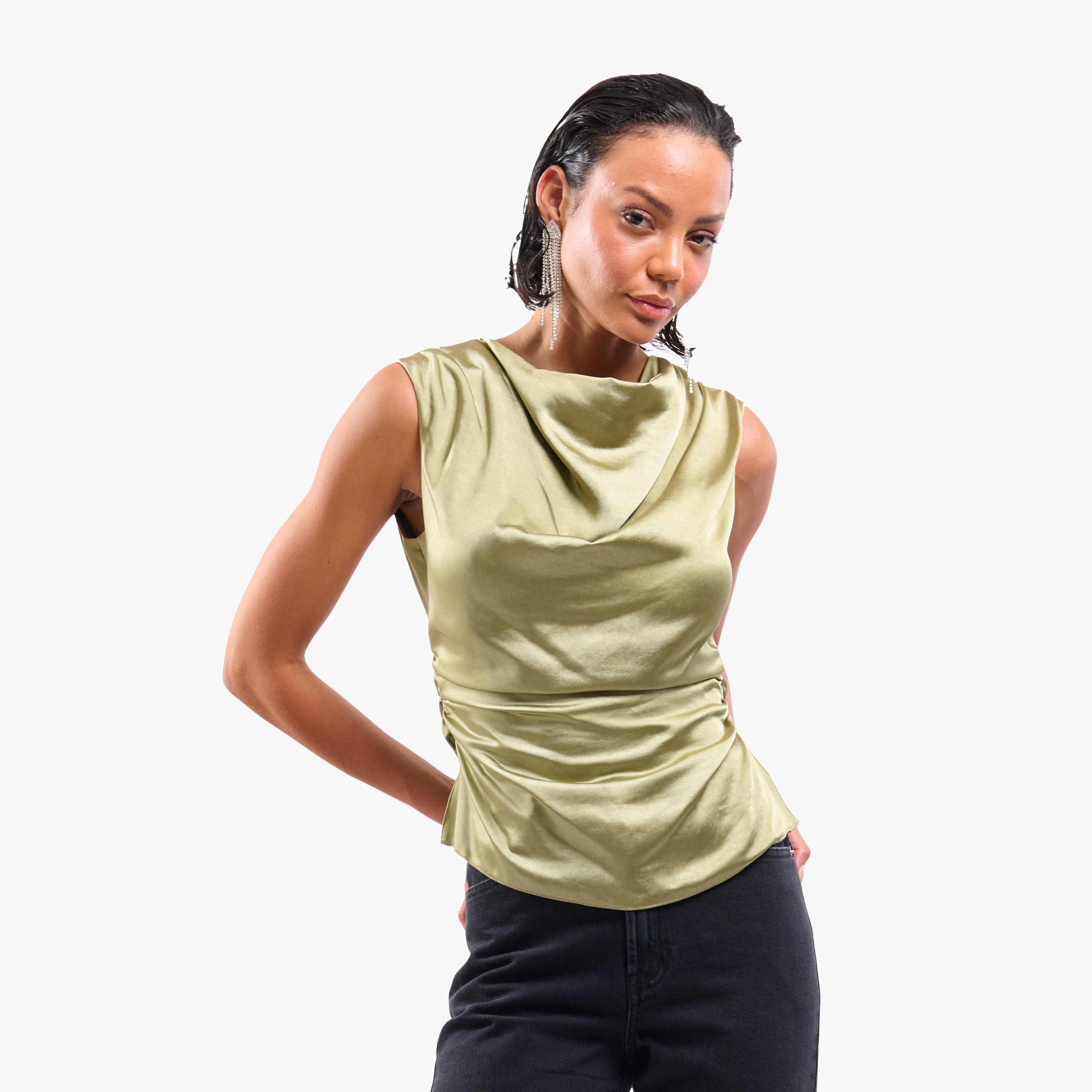 FAIA Ruched Cowl Neck Women's Top-women-clothing-shirtsandblouses-blouses-image-5