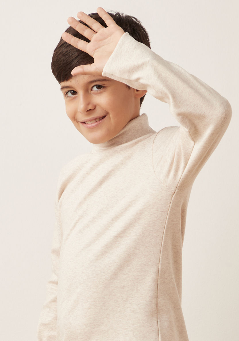 Juniors Solid Turtleneck T-shirt with Long Sleeves-T Shirts-image-2