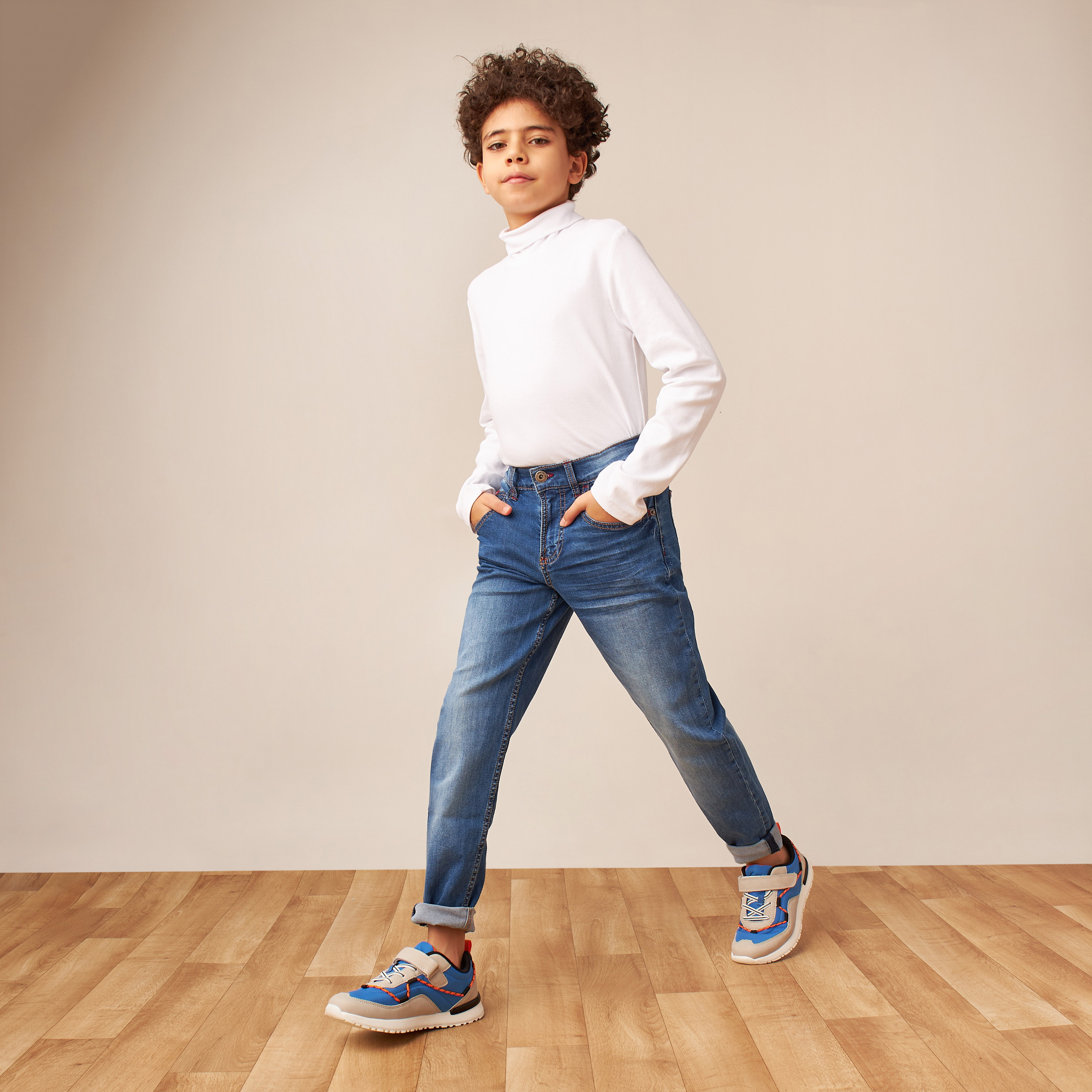 Juniors Solid Turtle Neck T-shirt with Long Sleeves-boys-clothing-tshirtsandpolos-image-2