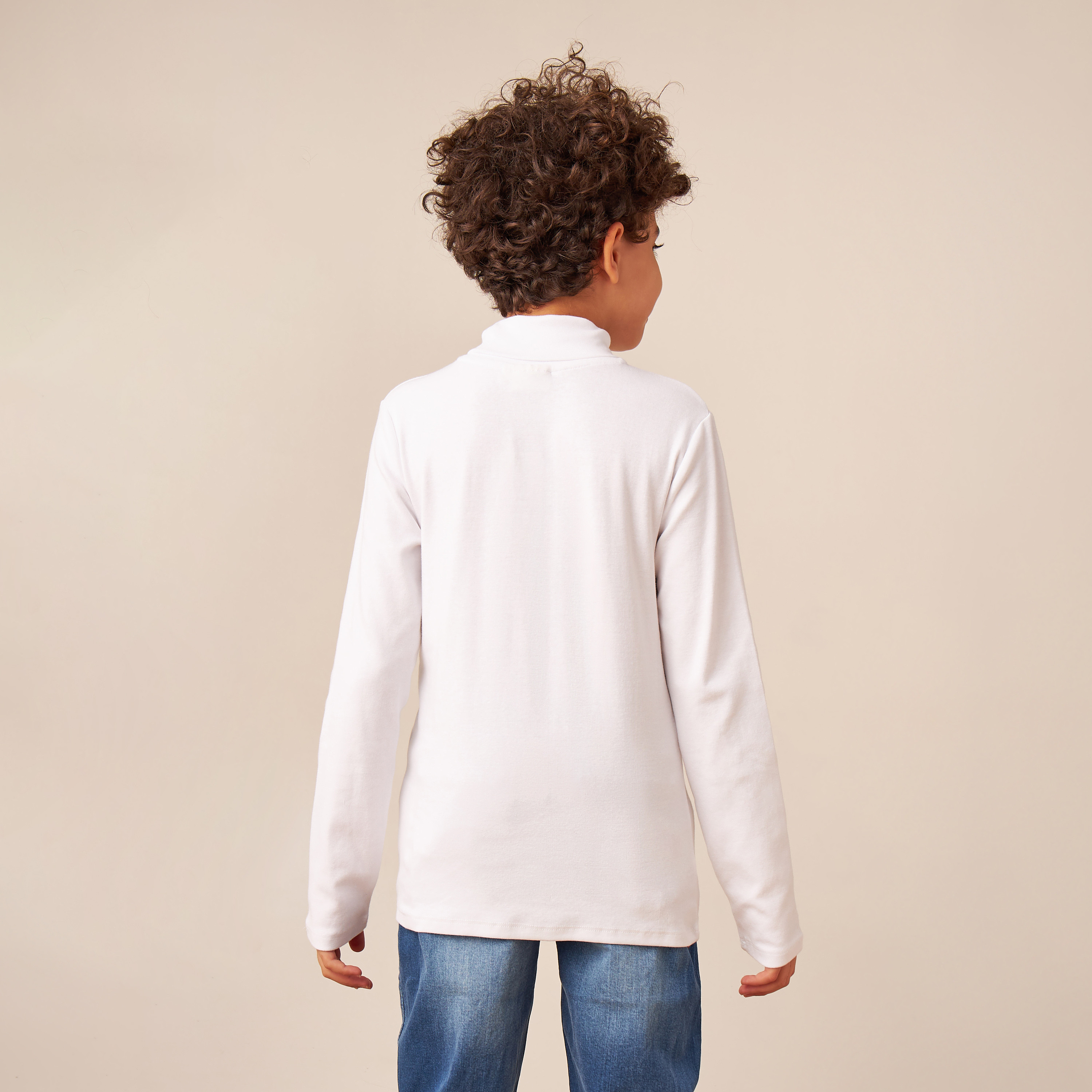 Juniors Solid Turtle Neck T-shirt with Long Sleeves-boys-clothing-tshirtsandpolos-image-3