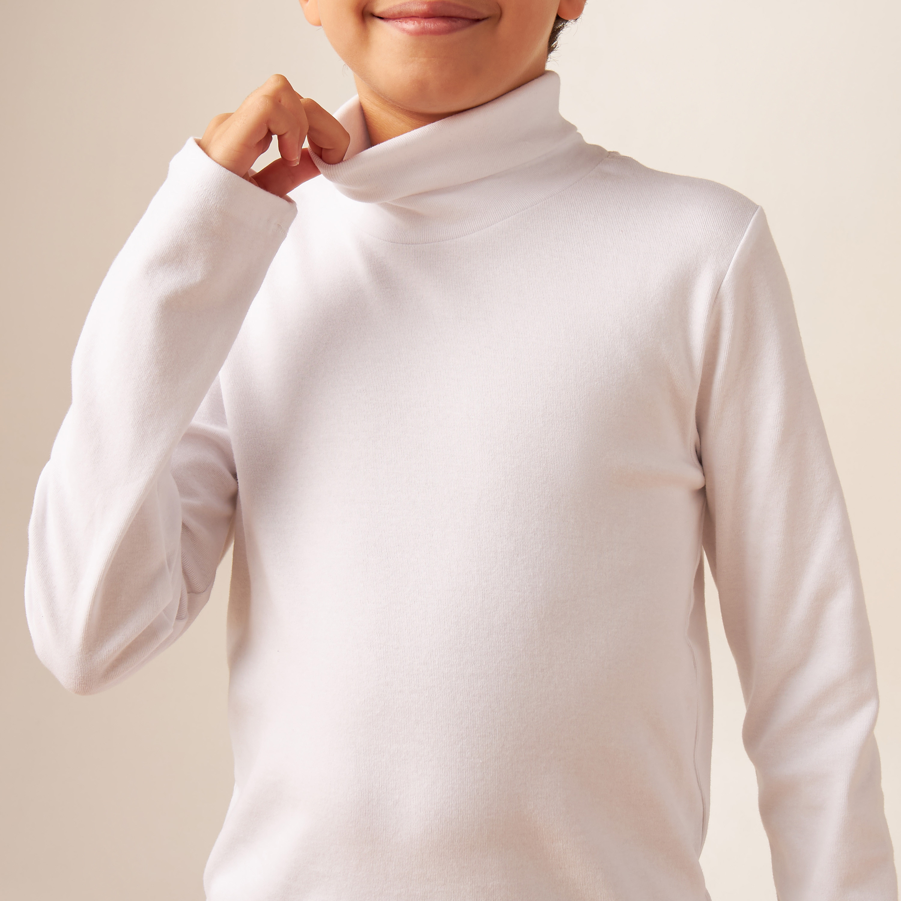 Juniors Solid Turtle Neck T-shirt with Long Sleeves-boys-clothing-tshirtsandpolos-image-4