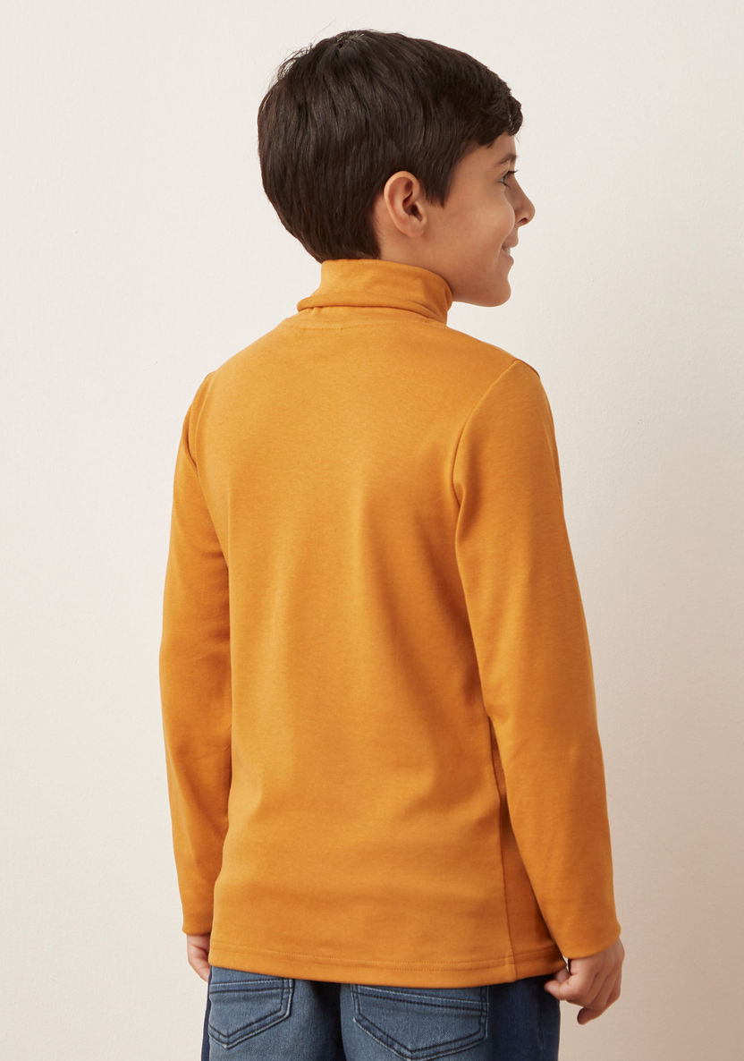 Juniors Solid Turtleneck T-shirt with Long Sleeves-T Shirts-image-3