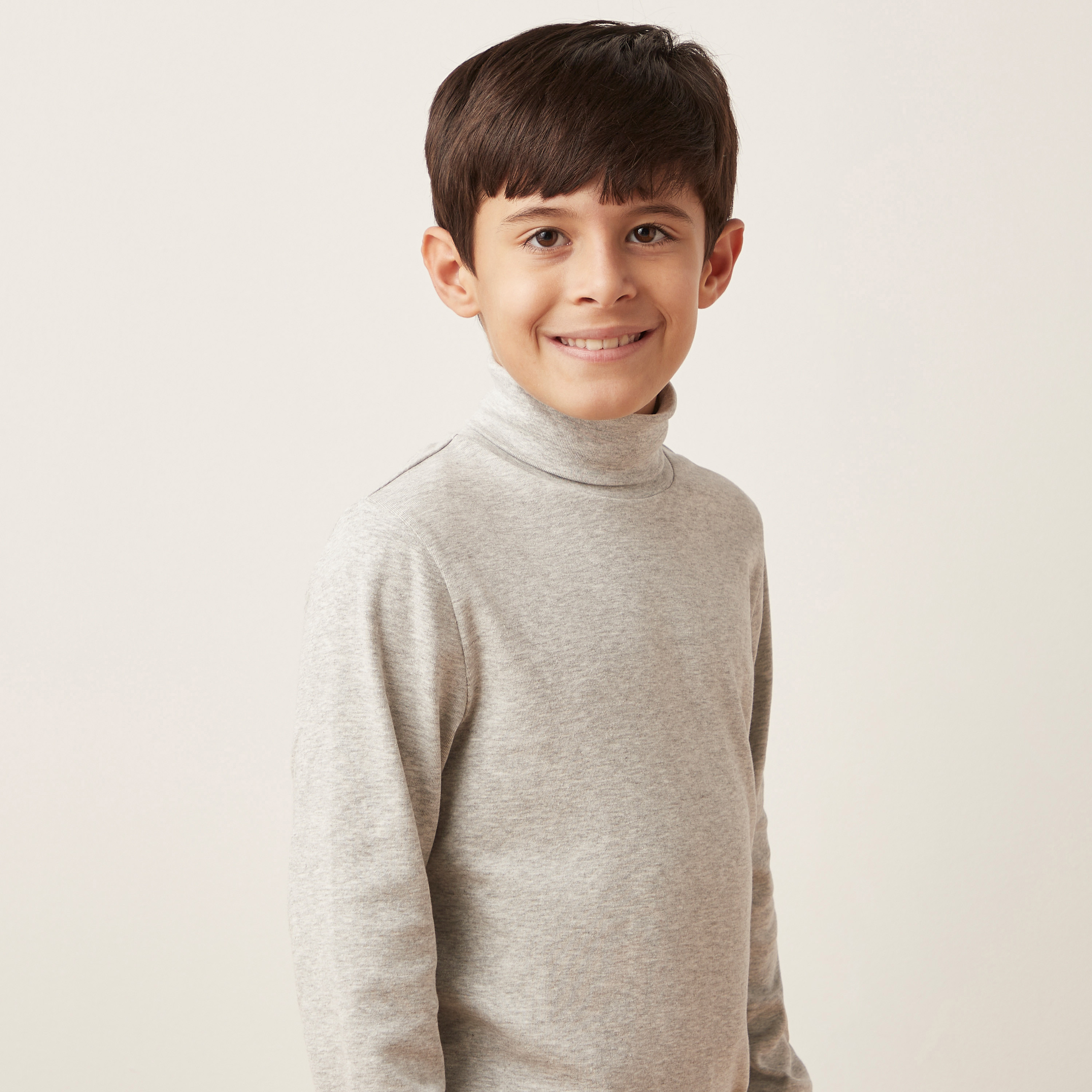 Juniors Solid Turtleneck T-shirt with Long Sleeves-boys-clothing-tshirtsandpolos-image-3